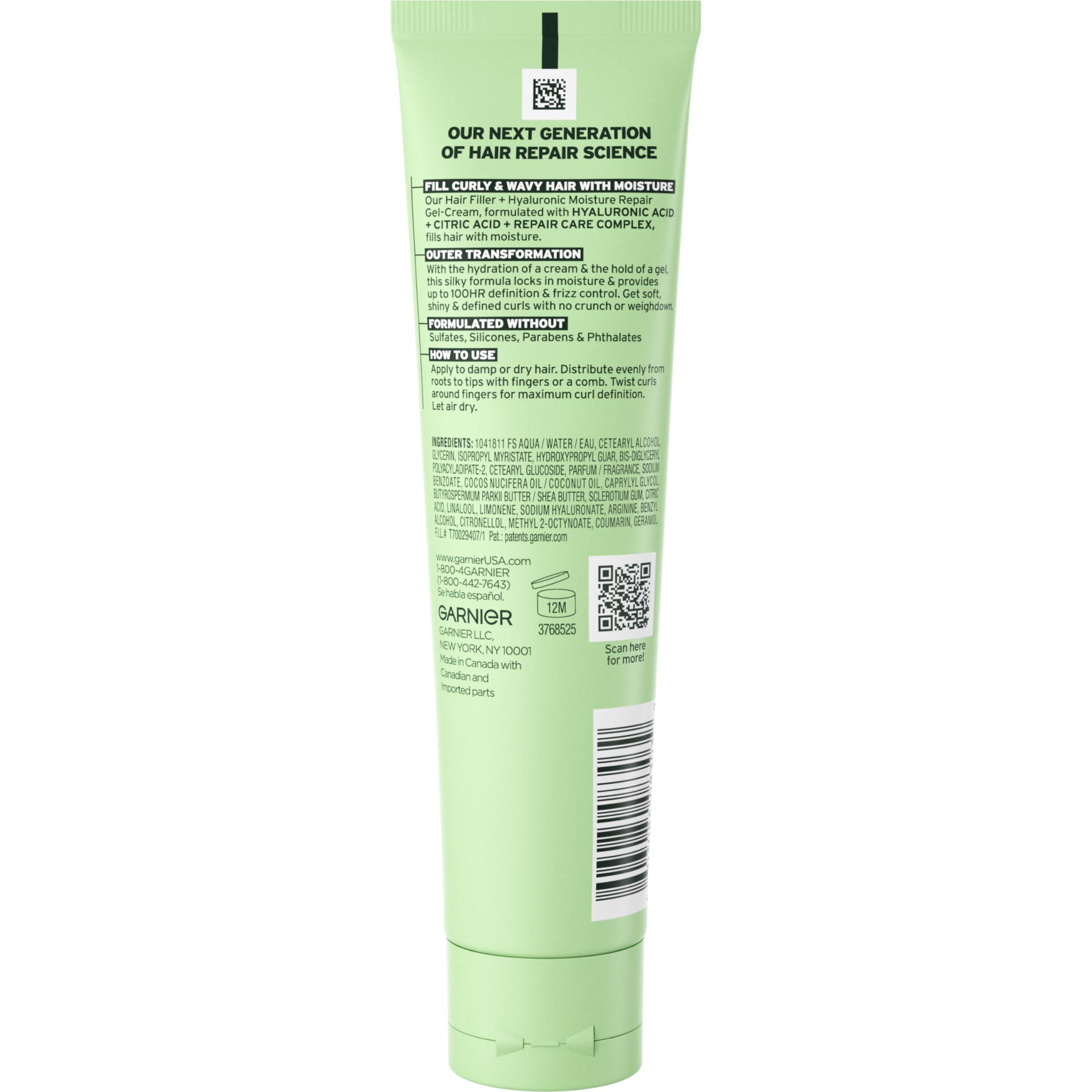 Garnier Fructis Hair Filler Moisture Repair Gel-Cream, Hair Gel for Curls and Waves with Hyaluronic Acid, 5.1 Fl Oz, 1 Count - Image 2