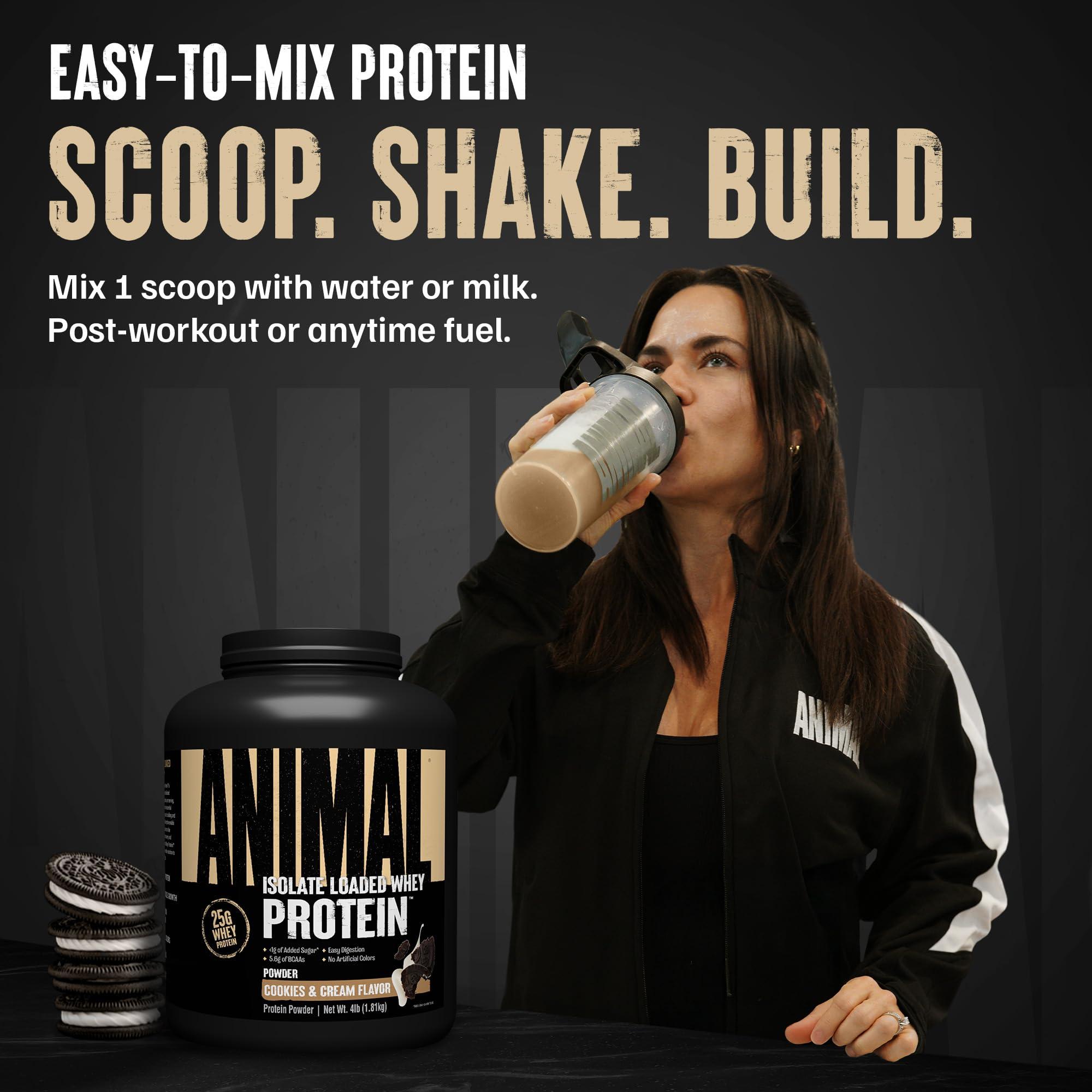 Animal Whey Isolate Protein Powder - Loaded for Pre & Post Workout Muscle Builder and Recovery with Digestive Enzymes for Men & Women - 25g Protein, Great Taste, Low Sugar - Cookies & Cream 4 lbs - Image 4