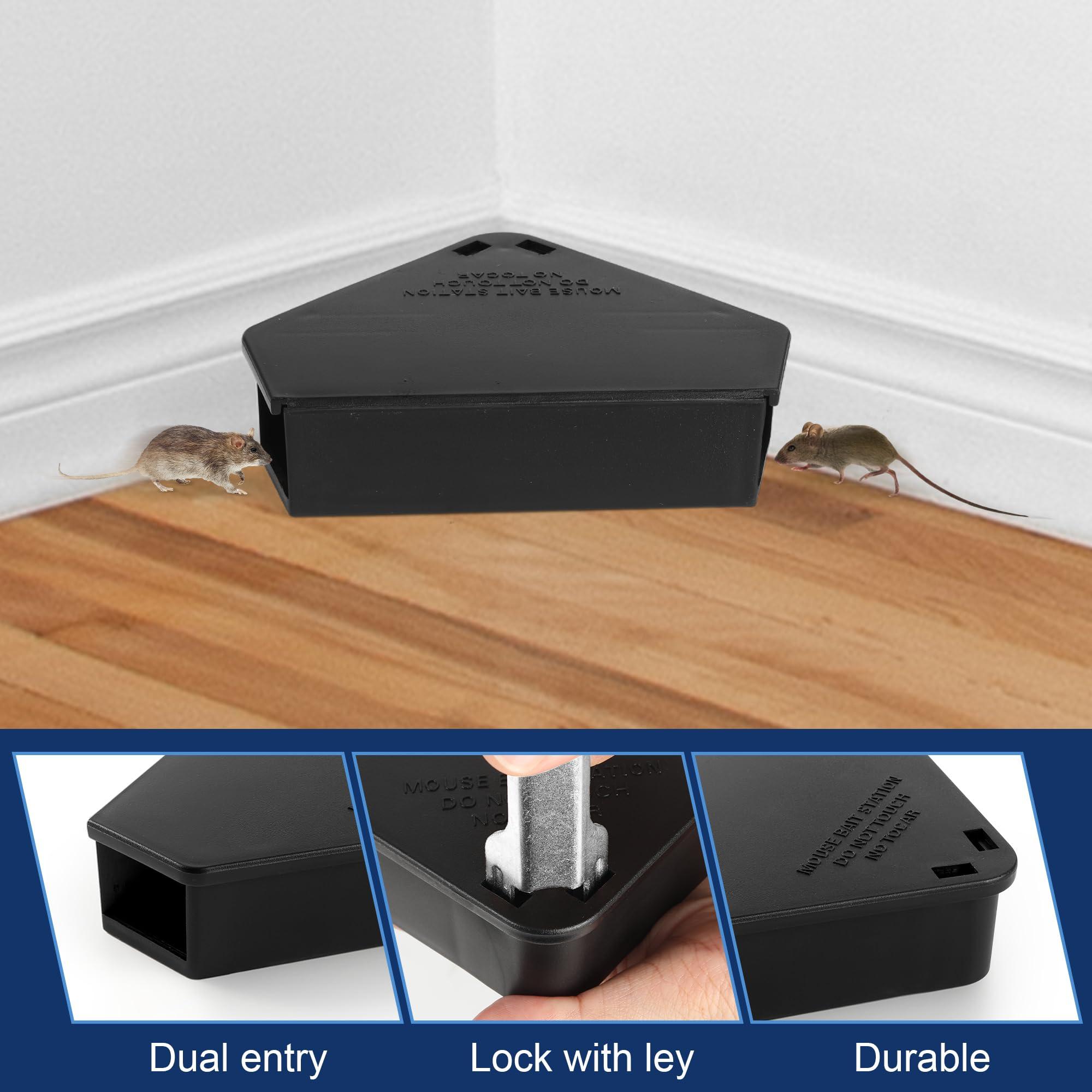12 Pack Mouse Bait Station with Keys - Outdoor Refillable Mouse Bait Station Reusable Mice Small Rats Poisoning Station Box for Indoor Outdoor Kitchen Garage, Safe for Kids and Pets - Image 3