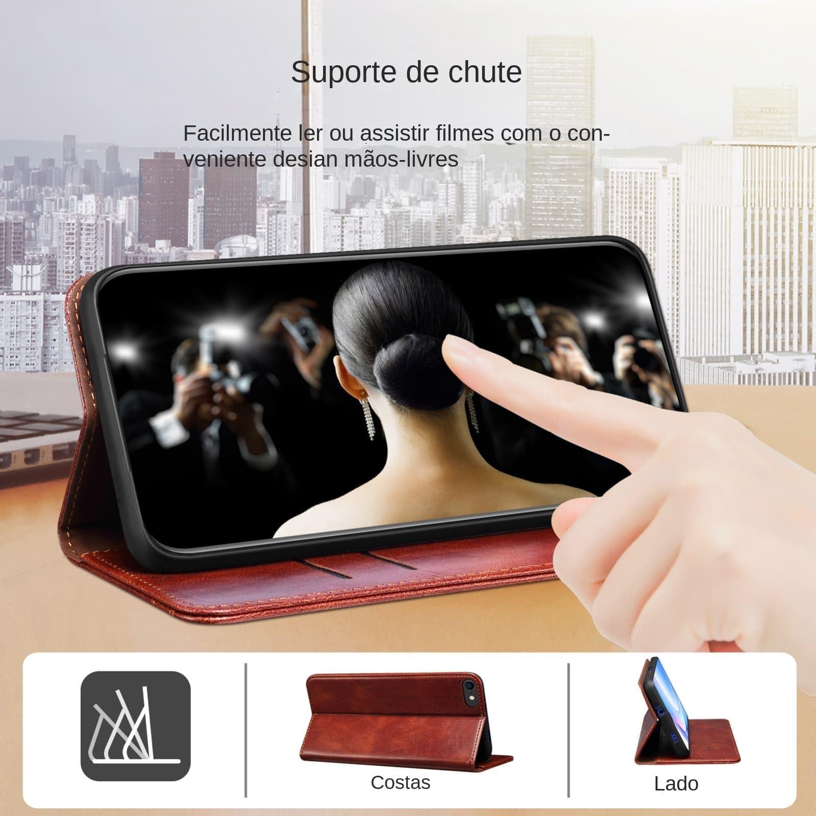 GuluGuru for iPhone 16 Pro Max Waxy Leather Phone Case, Retro Oil Wax Style with Stitching Folio Flip Ultra Thin Slim Magnetic Cover, Multi Hidden Credit Card Holder Cash Slot, Stand Support - Image 4