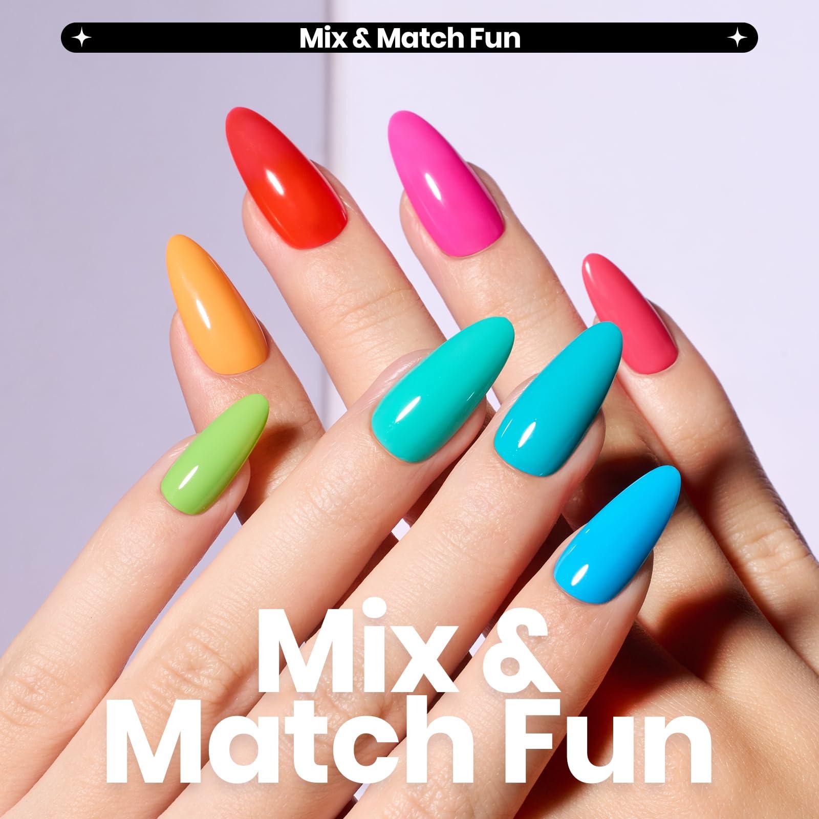 Beetles Neon Nail Polish Set - Quick Dry Nail Polish Kit 12 Colors Hot Pink Green Blue Yellow Red Regular Air Dry Fingernail Polish Pack for Women Gift Beetles Summer Cocktails 12 Colors - Image 3