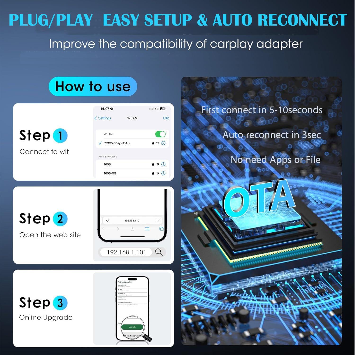 Mini Wireless Carplay Adapter for Apple iPhone,Plug and Play Easy Setup Automatic Reconnect,Convert Wired to Bluetooth Wireless Car Play Dongle,for Older Cars 2016+ & iPhone iOS 10+ (USB A) Grey01 - Image 7