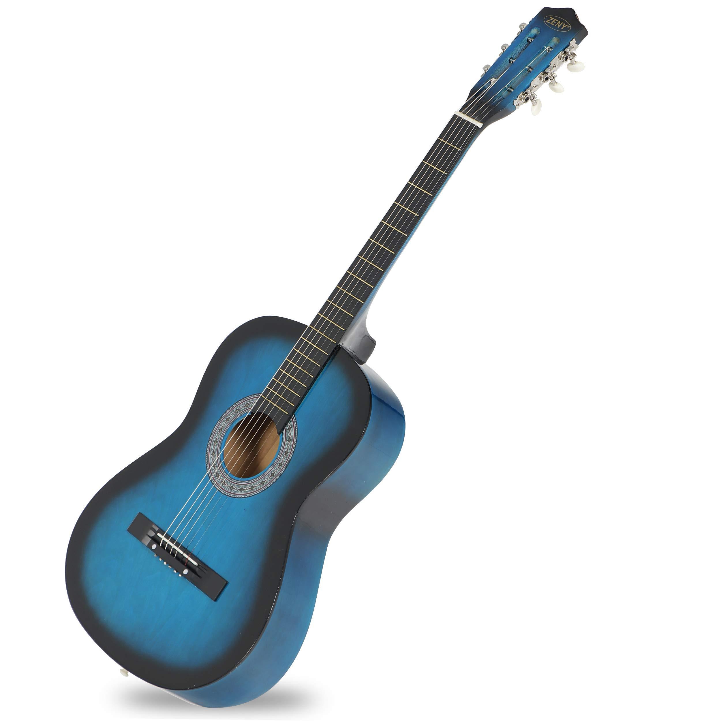 ZENY 38 inch Acoustic Guitar Full Size Beginners Package Kit for Right-handed Starters Kids Music Lovers w/Case, Strap, Pitch Pipe and Pick (Blue) - Image 5