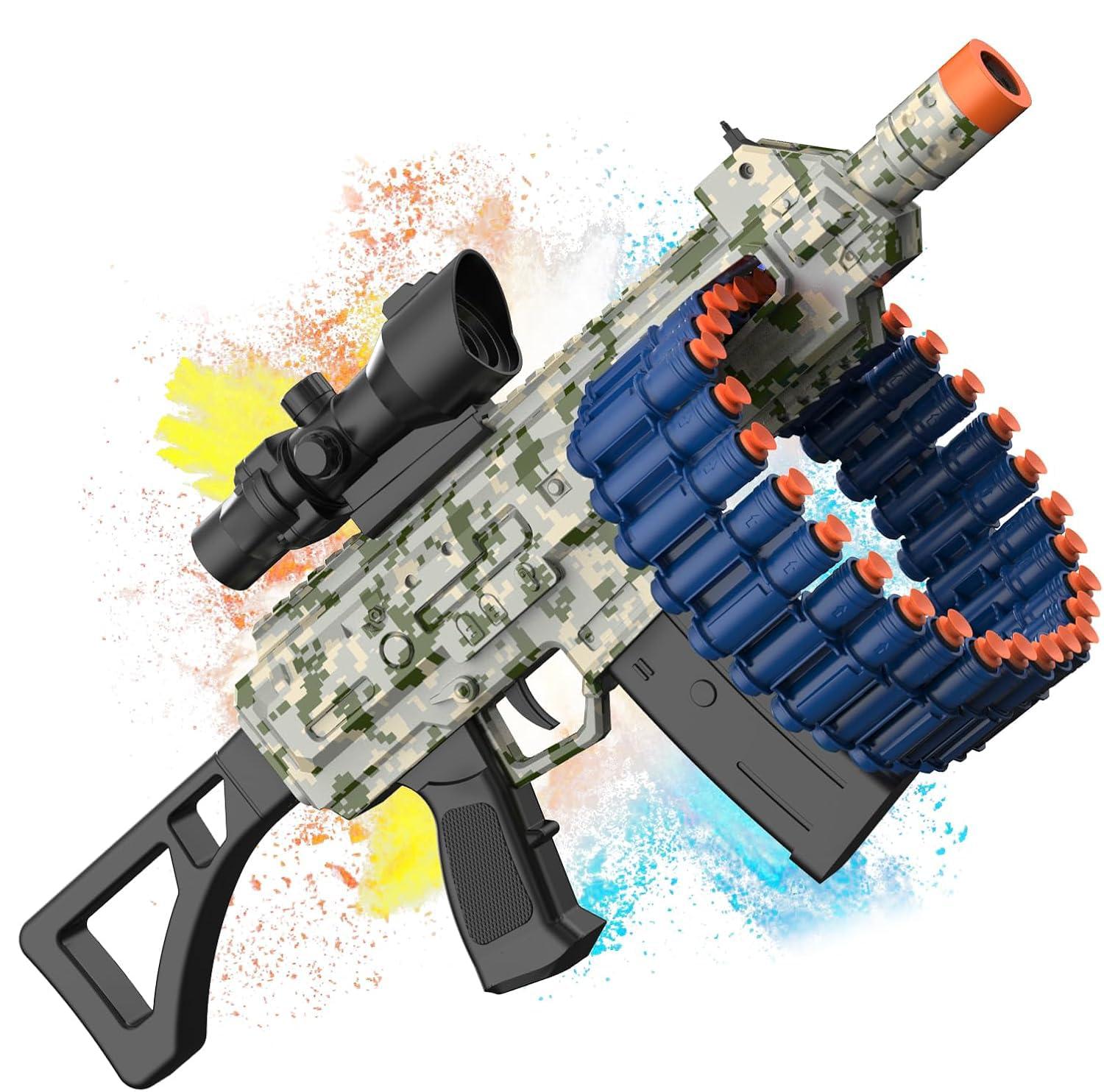 Electric Automatic Toy with Scope, JakMean Toy Blaster with 30 Dart Clips and 100 Foam Darts, Outdoor Shooting Games Toys for 6-12 Year Old Boys & Girls Adults, Gifts for Birthday Xmas, Green