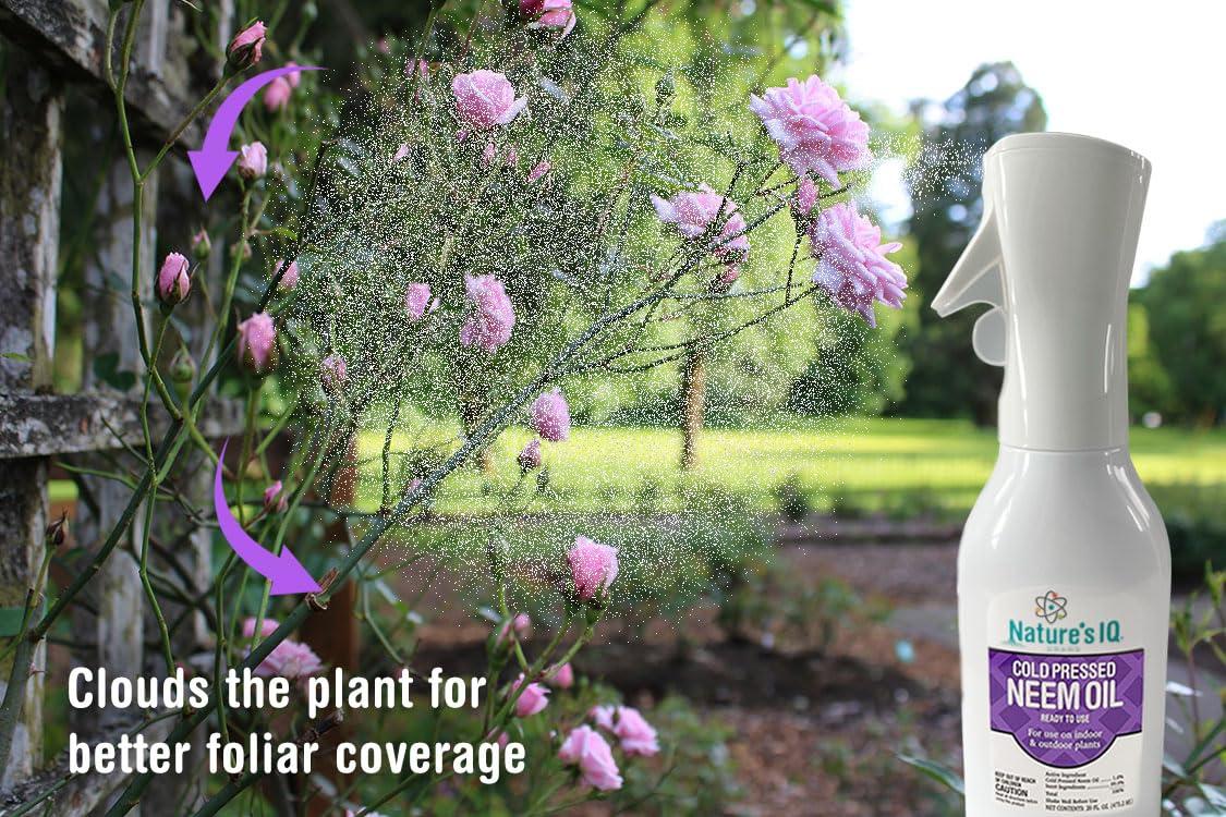 Nature's IQ Cold Pressed Neem Oil w/Spray Mist Technology. Indoor and Outdoor Plant Protection. Twin Pack - Image 3