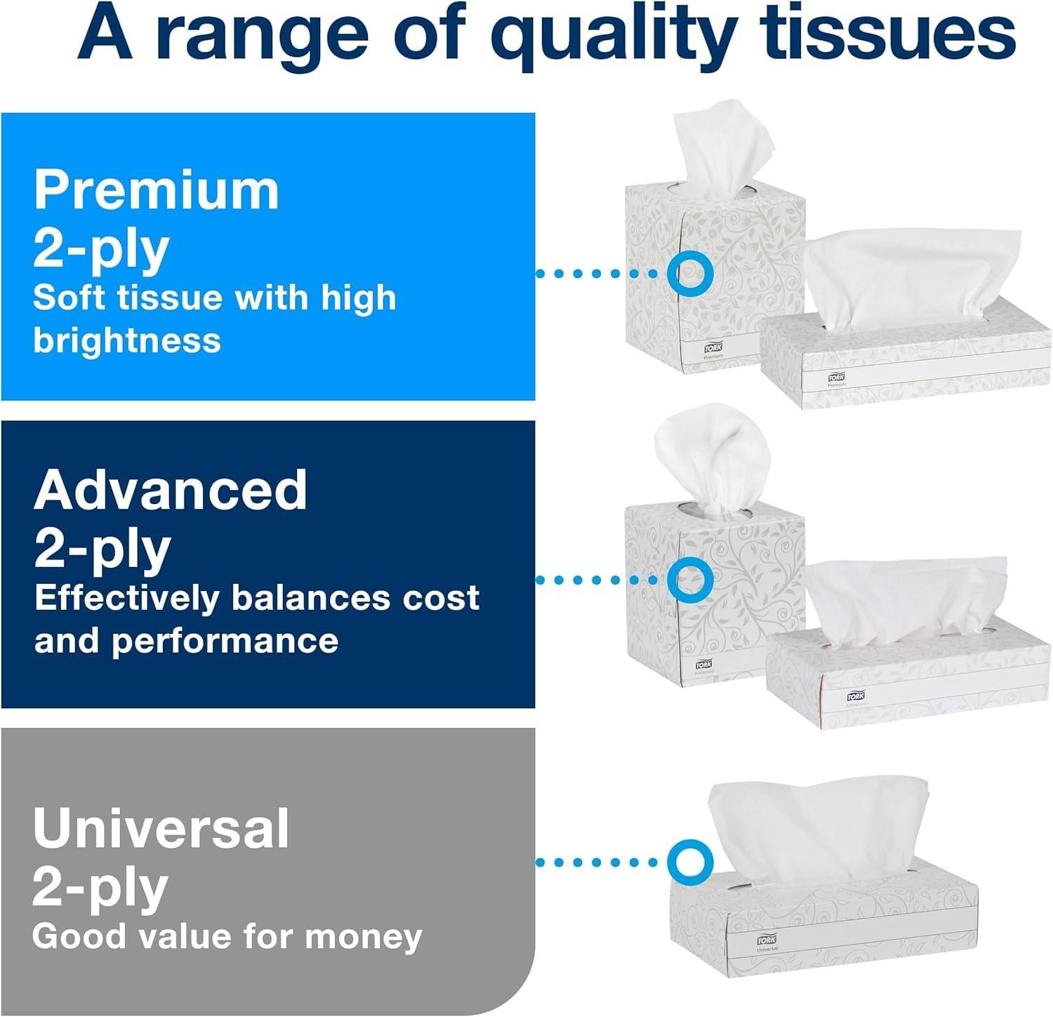 Tork Advanced Facial Tissue White Soft, Gentle 2-Ply, F1 Dispenser Compatible 30 Boxes x 100 Tissues (TF6810) - Image 2