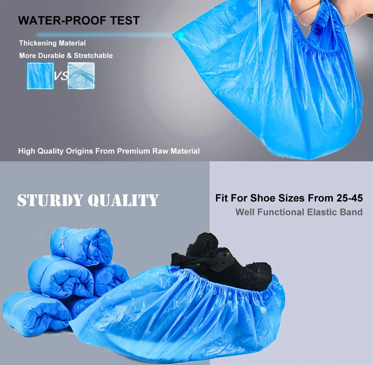 JIAQUAN 100 Pack (50 Pairs) Disposable Plastic Shoe Covers & Boot Covers Waterproof Non-slip for Construction, Workplace, Indoor Carpet Floor Protection,One Size Fits Most. - Image 2