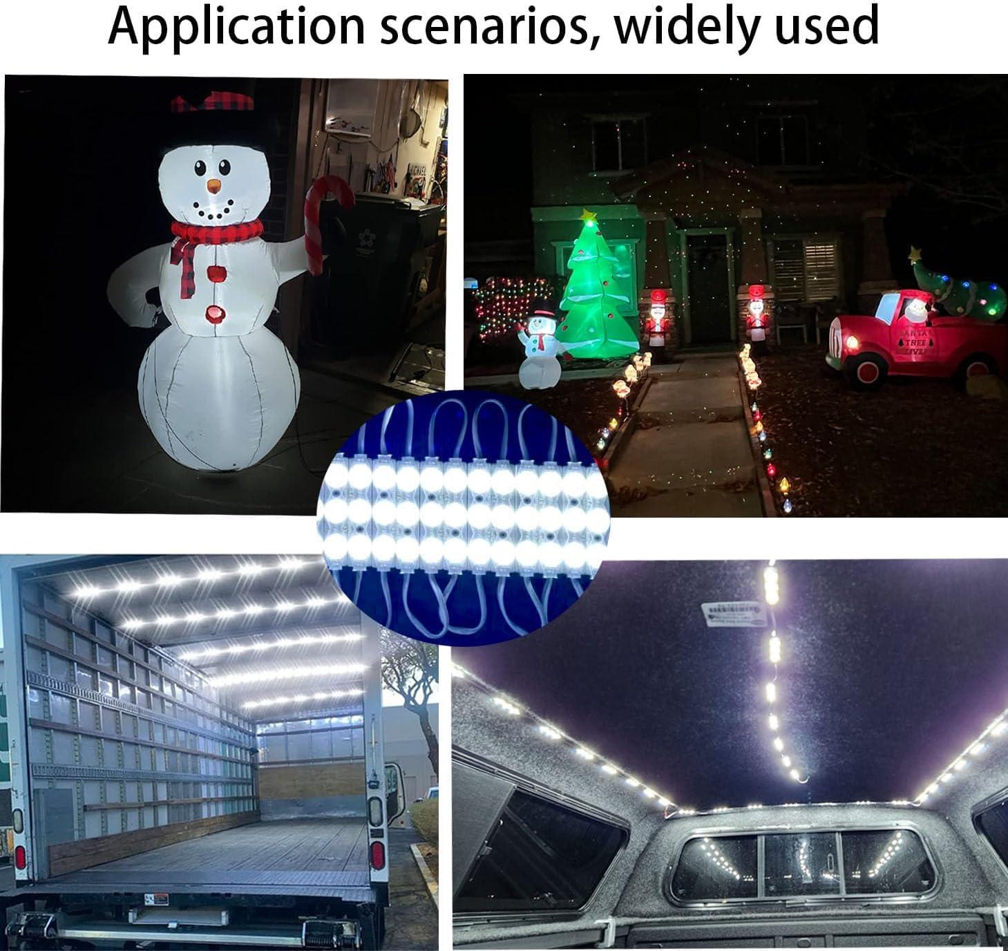 LED Module,Replacement Lights for Inflatables White 20pcs 9.8 Ft 2835 SMD 150LM Per LED Module IP65 Waterproof Christmas Inflatables Light for Letter Sign with Tape Adhesive Backside (White) - Image 2