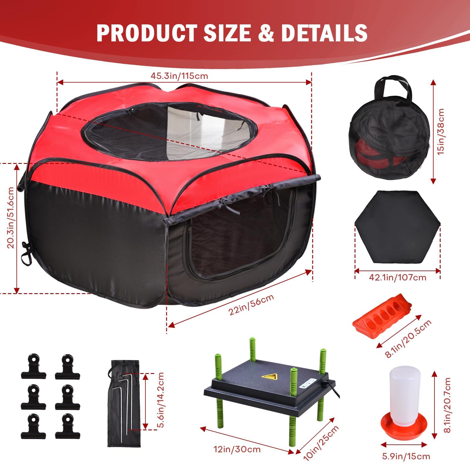 Tetuga Chicken Brooder Box for Chick Starter Kit - 10 * 12inch Brooder Heating Plate Chick Brooder Pen/Baby Chicken Brooder Box 4-in-1 Bundles with Chicken Feeder, Waterer (Brooder Set) - Image 8