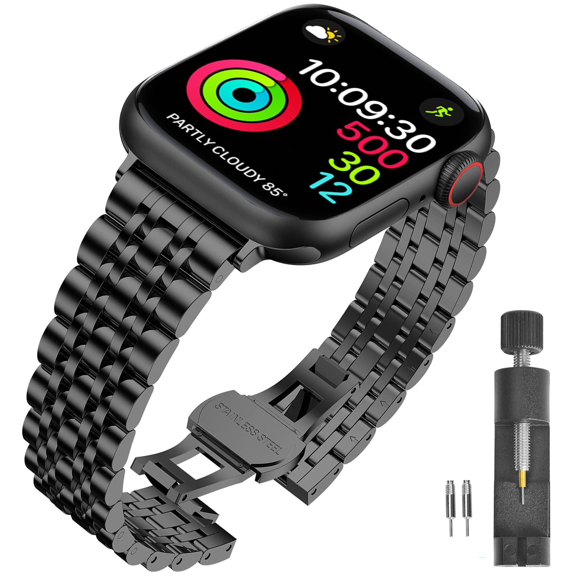 AmzAokay Compatible Apple Watch Bands 41mm 40mm 38mm 49mm 45mm 44mm 42mm, Stainless Steel iWatch Band Strap for Apple Watch Ultra2 Ultra Series 10 9 8 7 6 5 4 3 2 1 SE SE2, 38mm 40mm 41mm