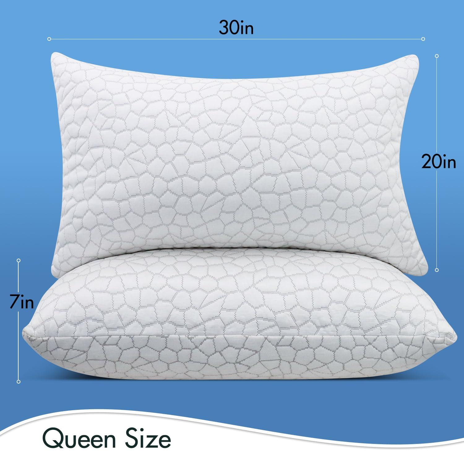 SUPA MODERN Cooling Bed Pillows for Sleeping 2 Pack Shredded Memory Foam Pillows Queen Size Set of 2, Adjustable Cool Pillow for Side Back Stomach Sleepers Luxury firm Gel Pillows for Neck Pain Relief - Image 2