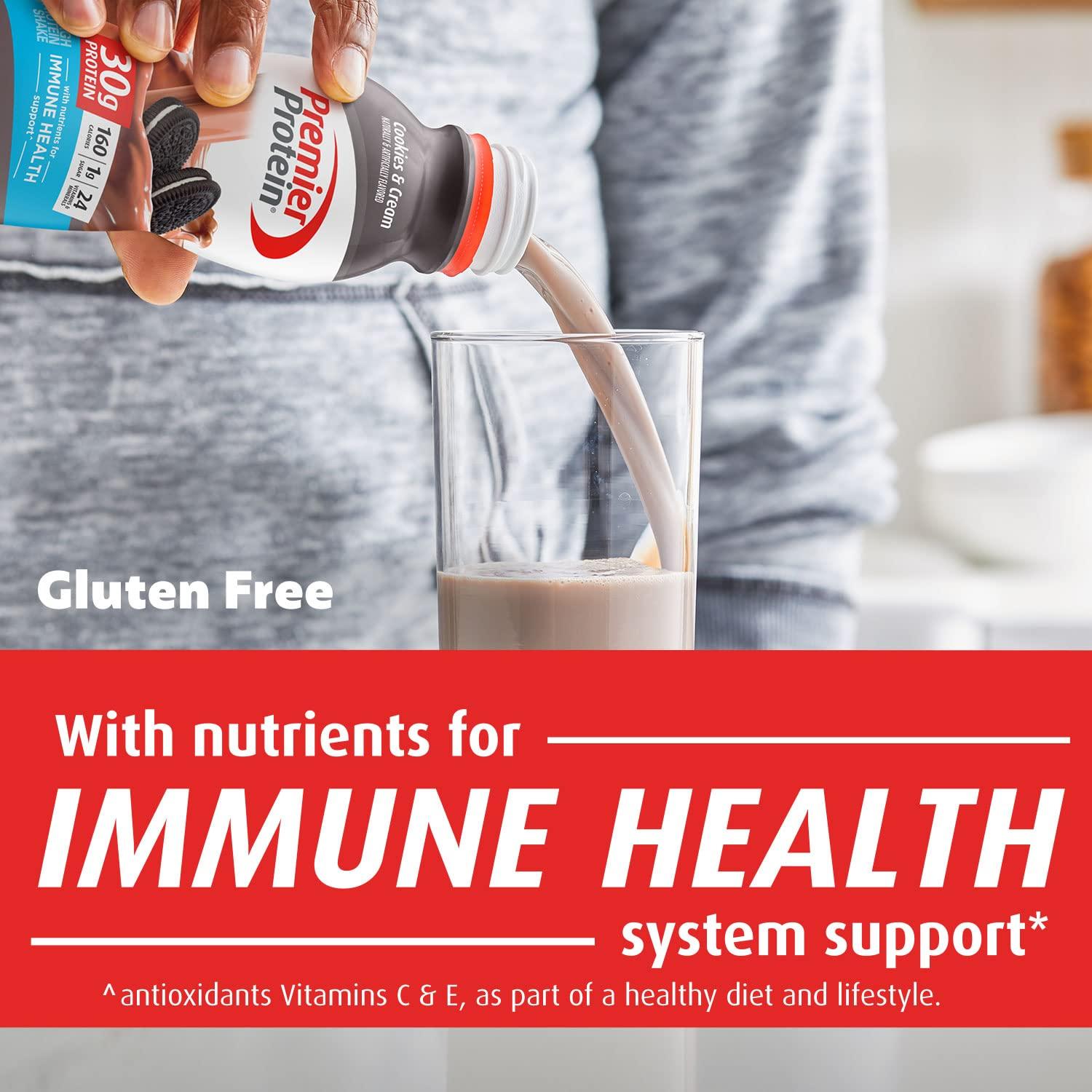 Premier Protein Shake, Cookies & Cream, 30g Protein, 1g Sugar, 24 Vitamins & Minerals, Nutrients to Support Immune Health 11.5 fl oz (12 Pack) - Image 4
