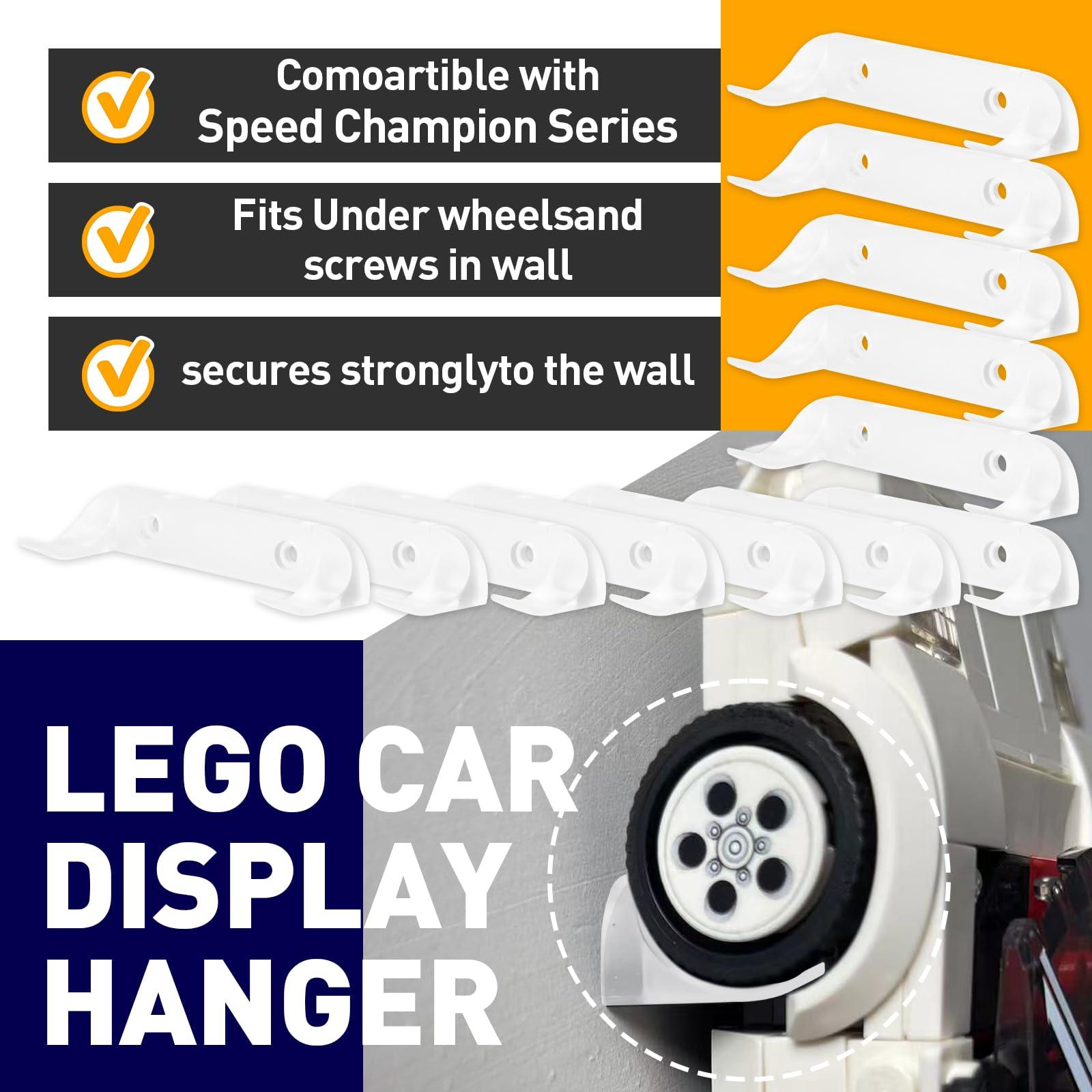 20 Pcs Car Wall Mount Compatible with Any Lego Speed Champion Series Models,Sturdy Wall Bracket for Brick Model Cars-Display Car Collection by Wheels on Wall（Clear） - Image 4