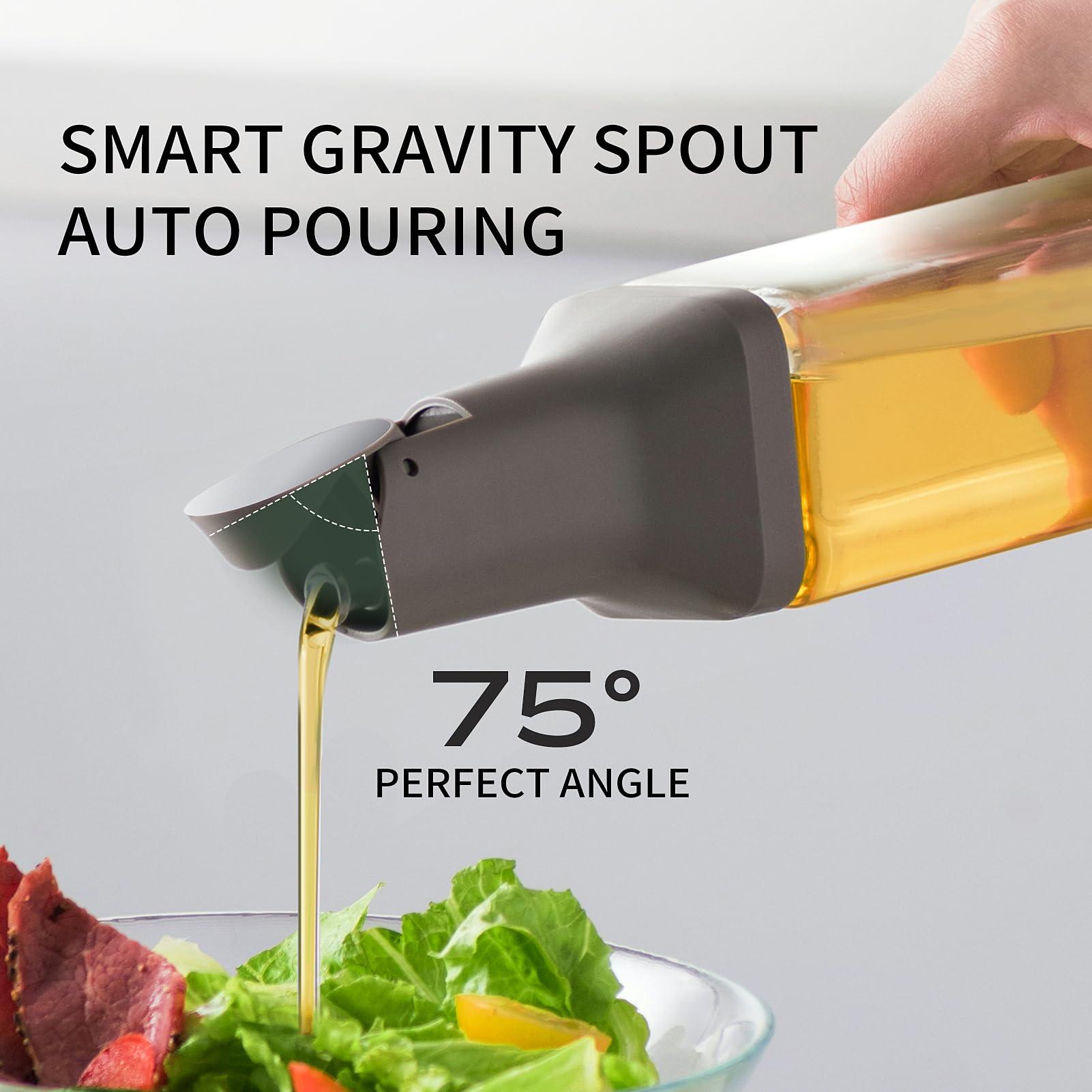 stackbear Olive Oil Dispenser for Cooking - 16oz Leakproof Glass Oil Dispenser Bottle with Gravity Spout, Air Fryer, BBQ, Healthy Salad & Non-Stick Pans,BPA-Free,Easy to Refill and Use,Blue - Image 3