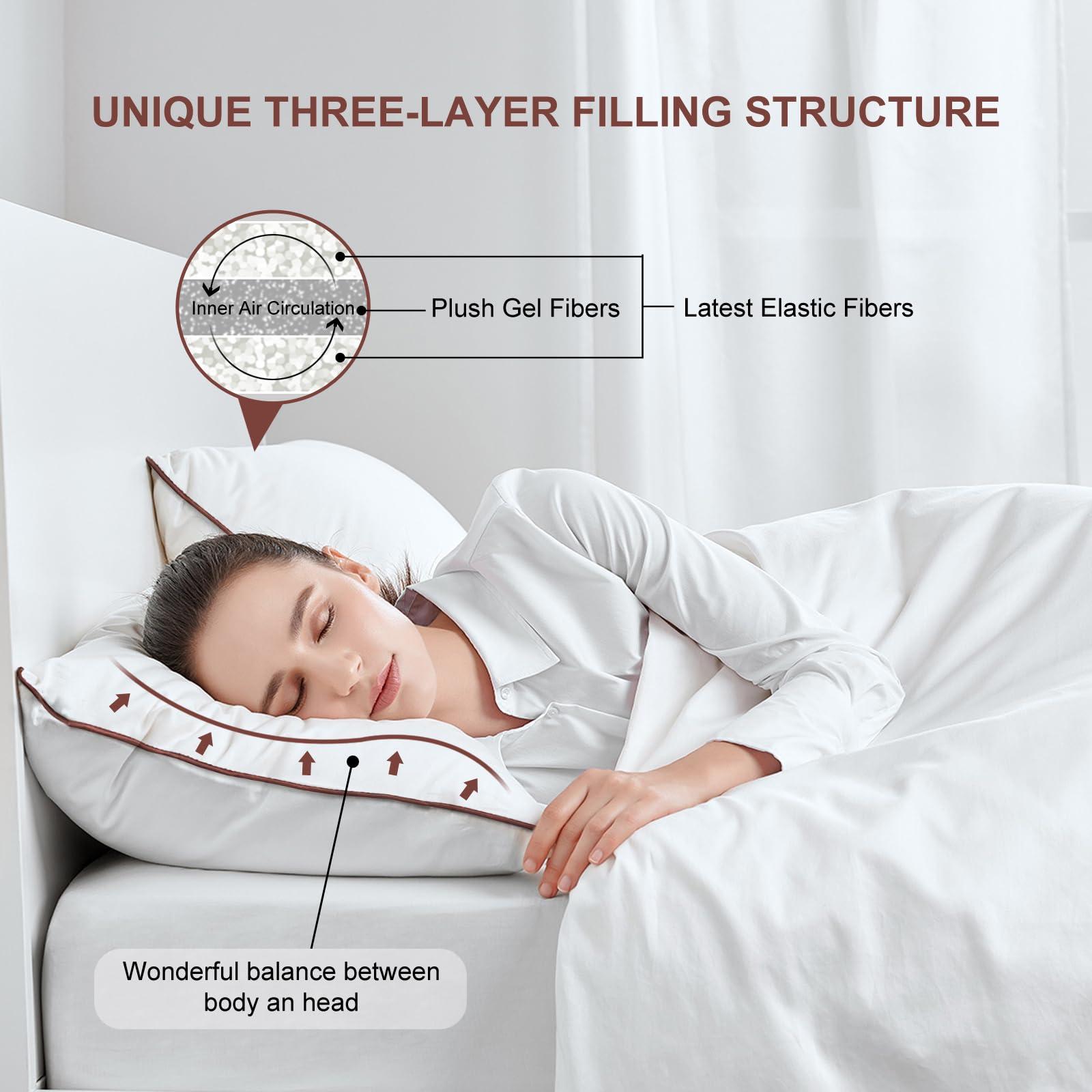 Subrcamos Luxury Comfort Set of 4 Queen Size Bed Pillows - Hypoallergenic Polyester Microfiber Material - Premium Sleep Support for Side, Back, and Stomach Sleepers - 18 x 28 inches, 45 cm x 70 cm - Image 4