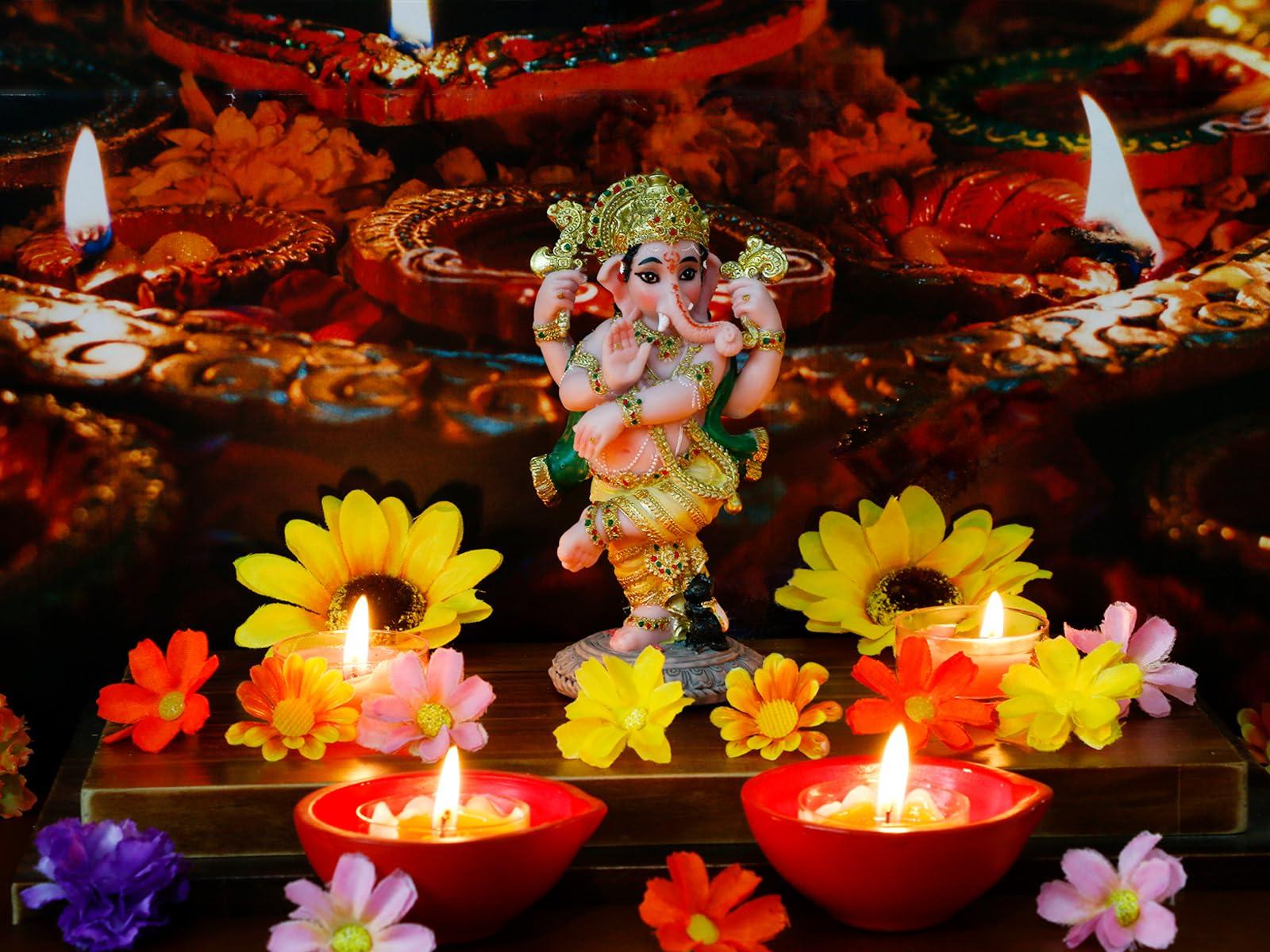 Indian God Ganesha Idol Statue - 5”H Hindu Dancing Ganesh Murti India Ganapati Pooja Item Home Office Temple Mandir Shrine Altar Diwali Puja Spiritual Decor Ideal Gifts for Indian Friend Relative - Image 6