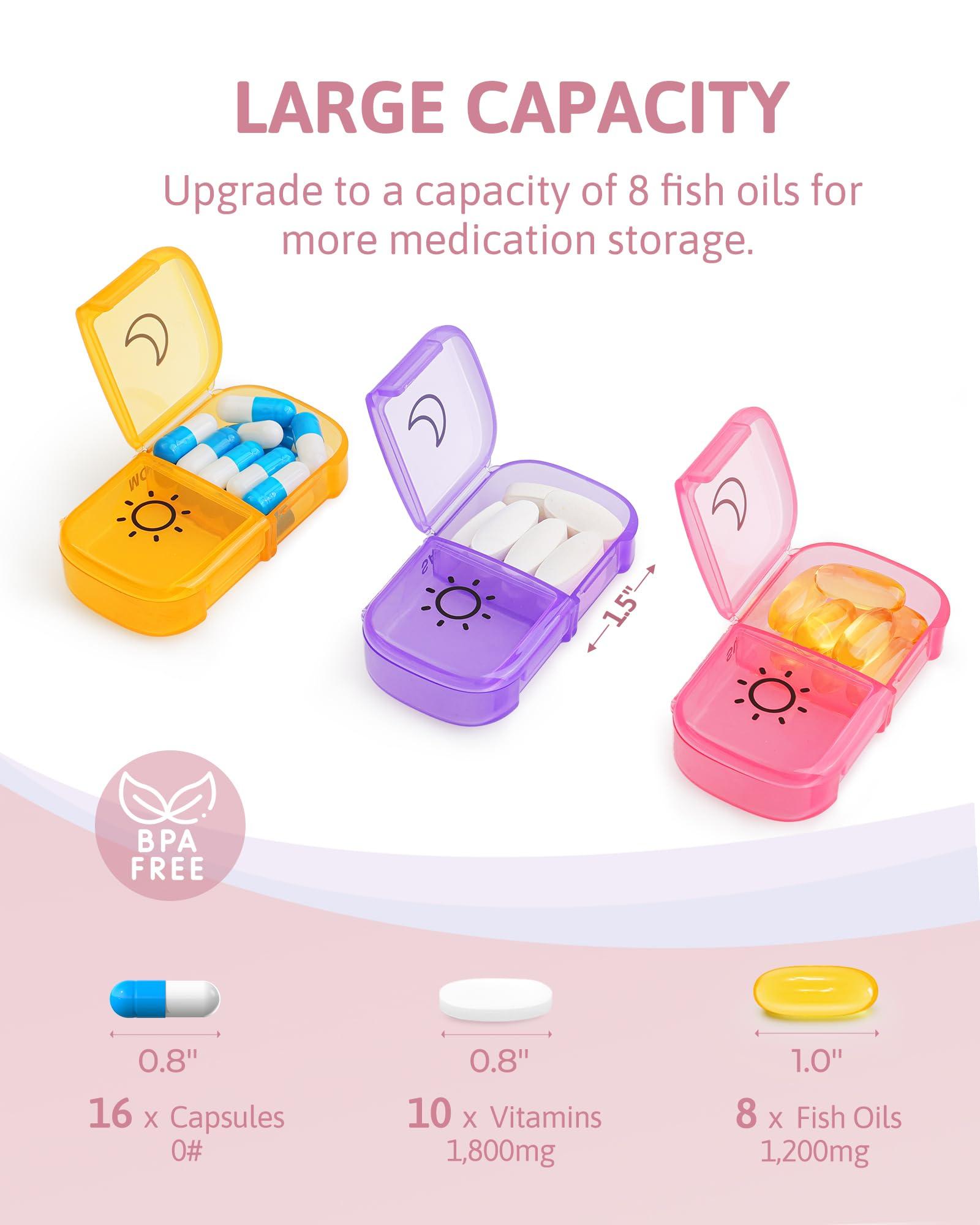 FEATY Weekly Pill Organizer 2 Times a Day with Same-Side Large Opening for Easy Filling & Retrieving, Color Tracking 7 Day AM PM Pill Box with Large BPA Free Pill Case for Vitamins, Fish Oils (Clear) - Image 3