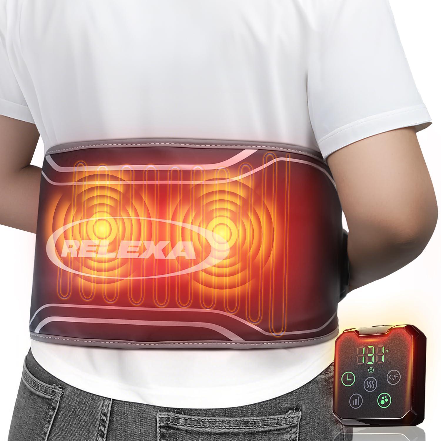 Heating pad for Back Pain Relief, 60” Large Portable Lower Back Massager with 3 Vibration and 4 Heat, Heated Back Brace Gifts for Family Men Women