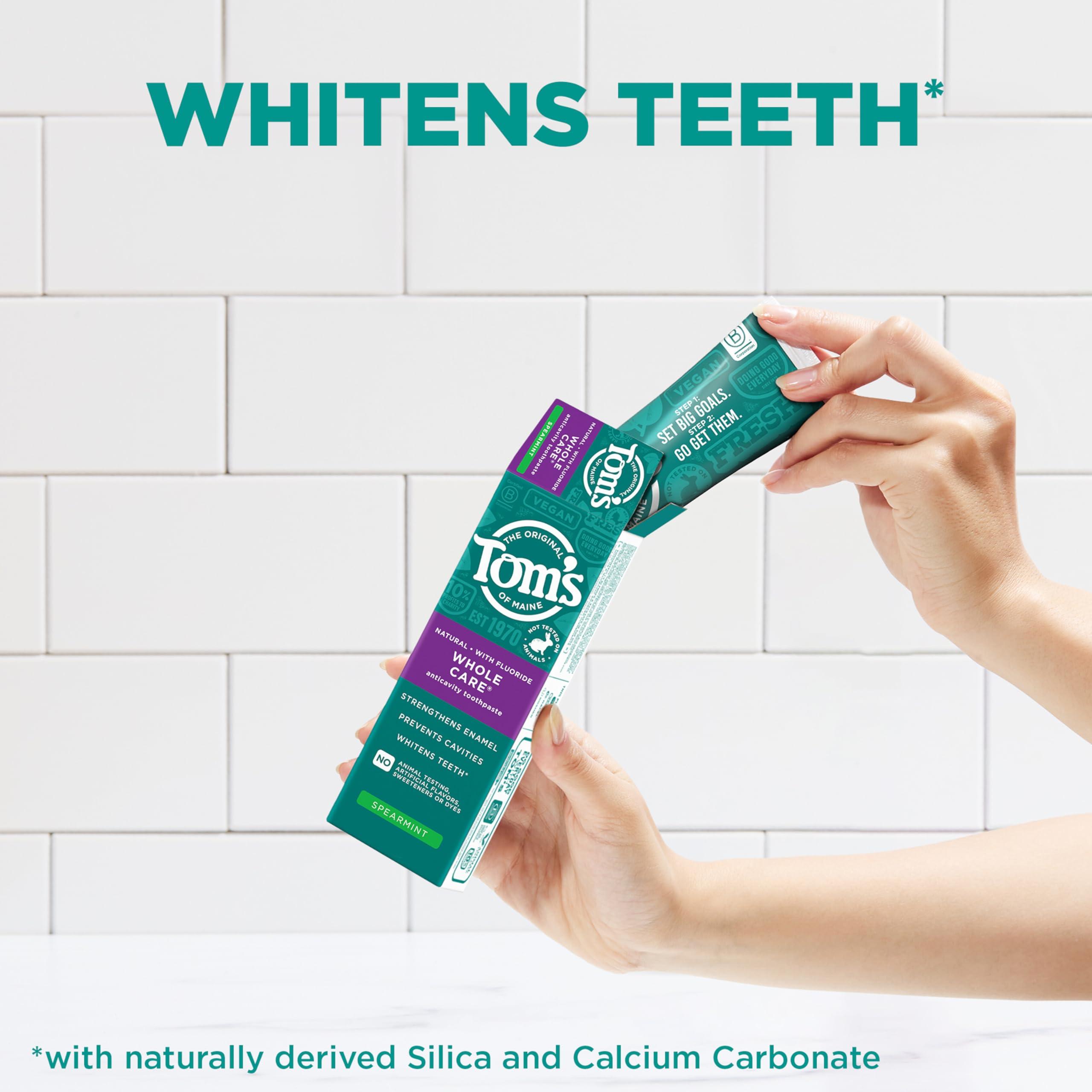 Tom's of Maine Whole Care Natural Toothpaste with Fluoride, Spearmint, 4 Ounce (Pack of 3), (Packaging May Vary) - Image 4