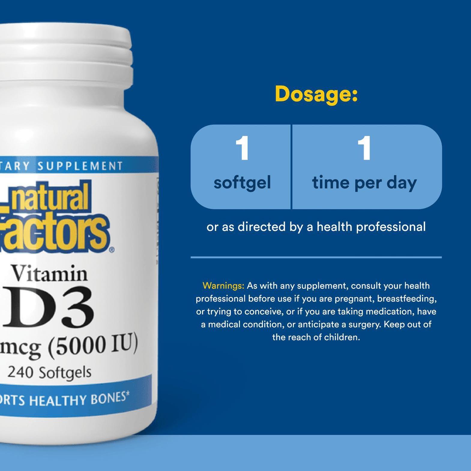 Natural Factors Vitamin D3 5000 IU 240/SG (Multi-Pack) - Image 3