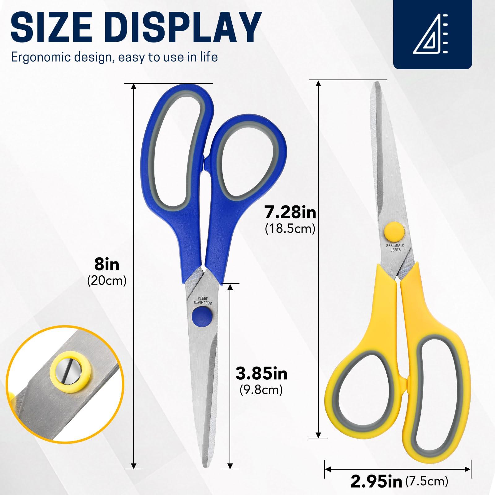 Scissors Bulk Set of 32-Pack, 8" All Purpose Multipurpose Sharp Sewing Craft Fabric Scissors for Office Home High/Middle School Student Office Teacher Art Supplies, Right/Left Handed - Image 2