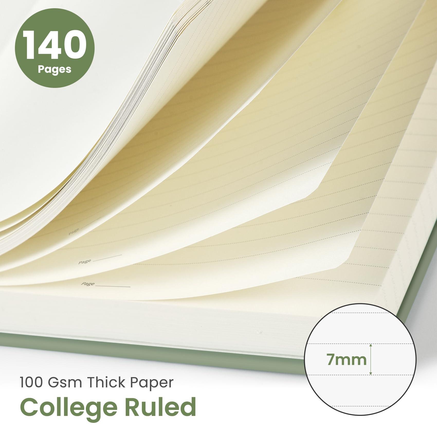 Lined Spiral Journal Notebook for Women & Men, 140 Pages, College Ruled Hardcover Notebook for Work & Note Taking, Journals for Writing, A5(6"x8") - Green - Image 2
