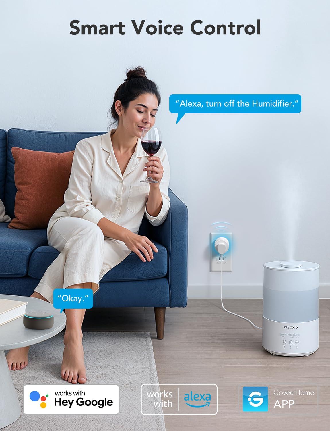 Govee Smart Plug, WiFi Plugs Work with Alexa & Google Assistant, Smart Outlet with Timer & Group Controller, WiFi Outlet for Home, No Hub Required, ETL & FCC Certified, 2.4G WiFi Only, 4 Pack - Image 2