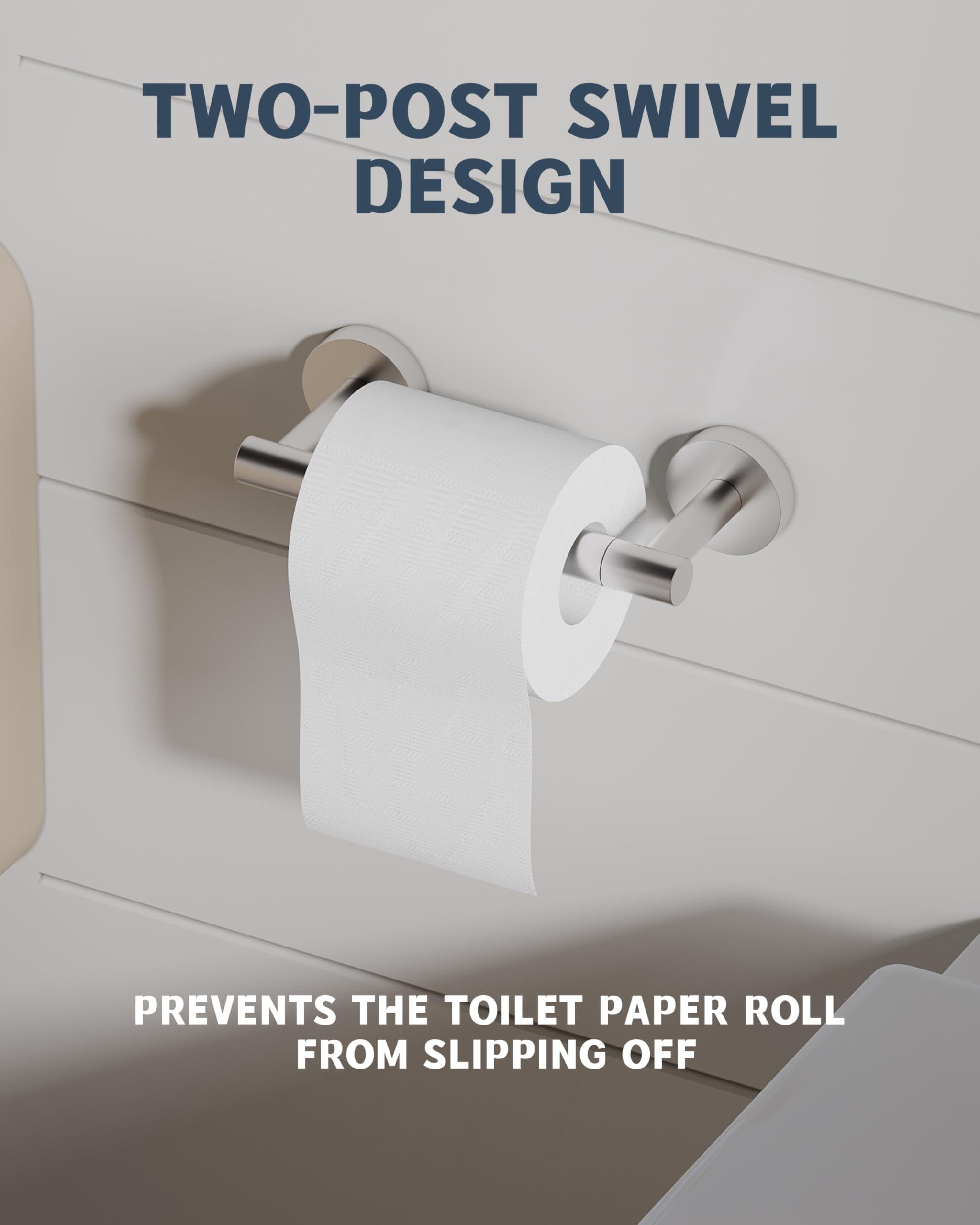 RARXTR Bathroom Toilet Paper Holder Wall Mount SUS304 Stainless Steel Double Post Pivoting Toilet Paper Roll Holder Wall Mounted for Bathroom RV Commercial Toilet Tissue Dispensers, Brushed Nickel - Image 4