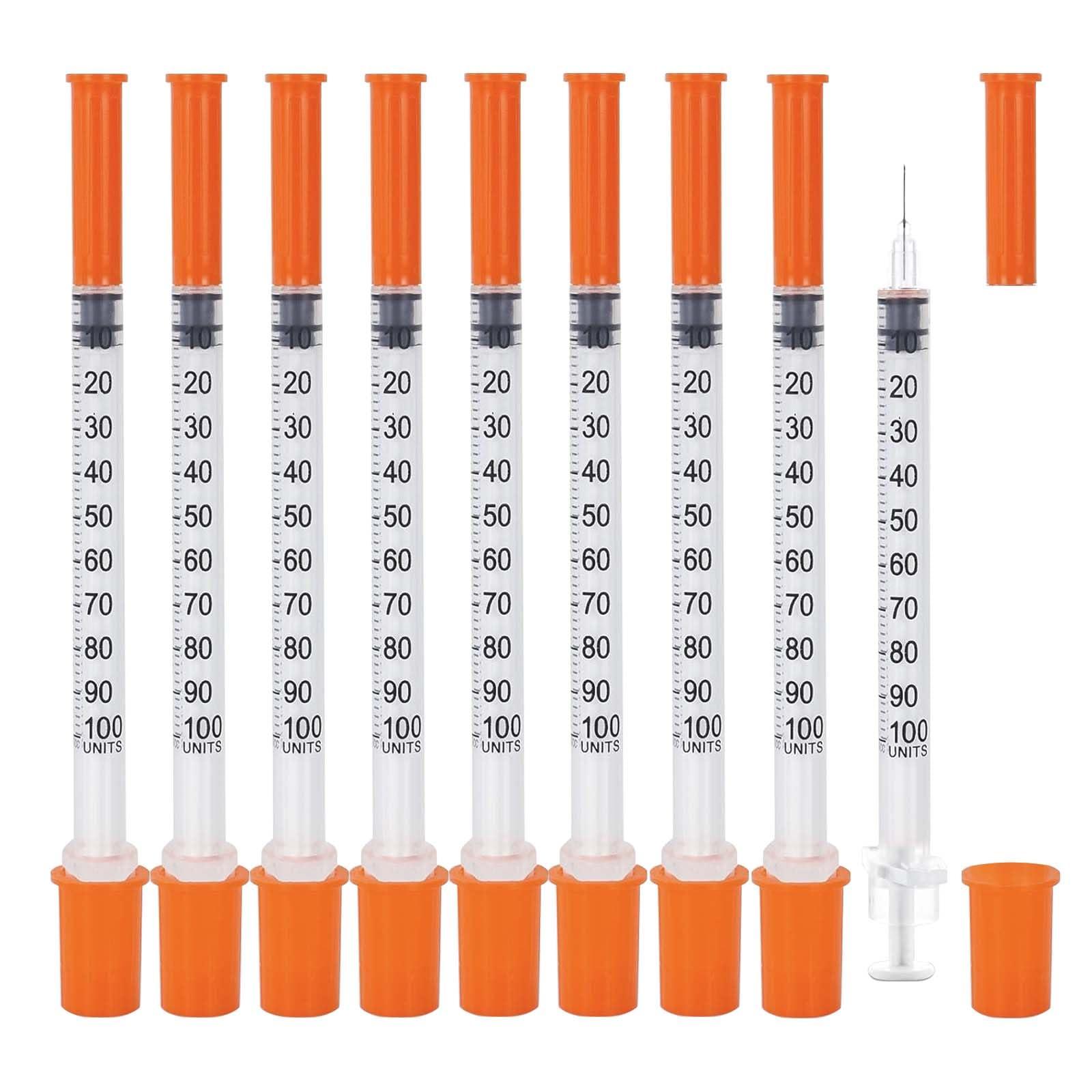 U-100 Syringes with Needle - 31G 1cc 5/16 Inch(8mm) Disposable Syringe, Individual Wrapped, 30PACK (1CC 31G 5/16"-30PACK)