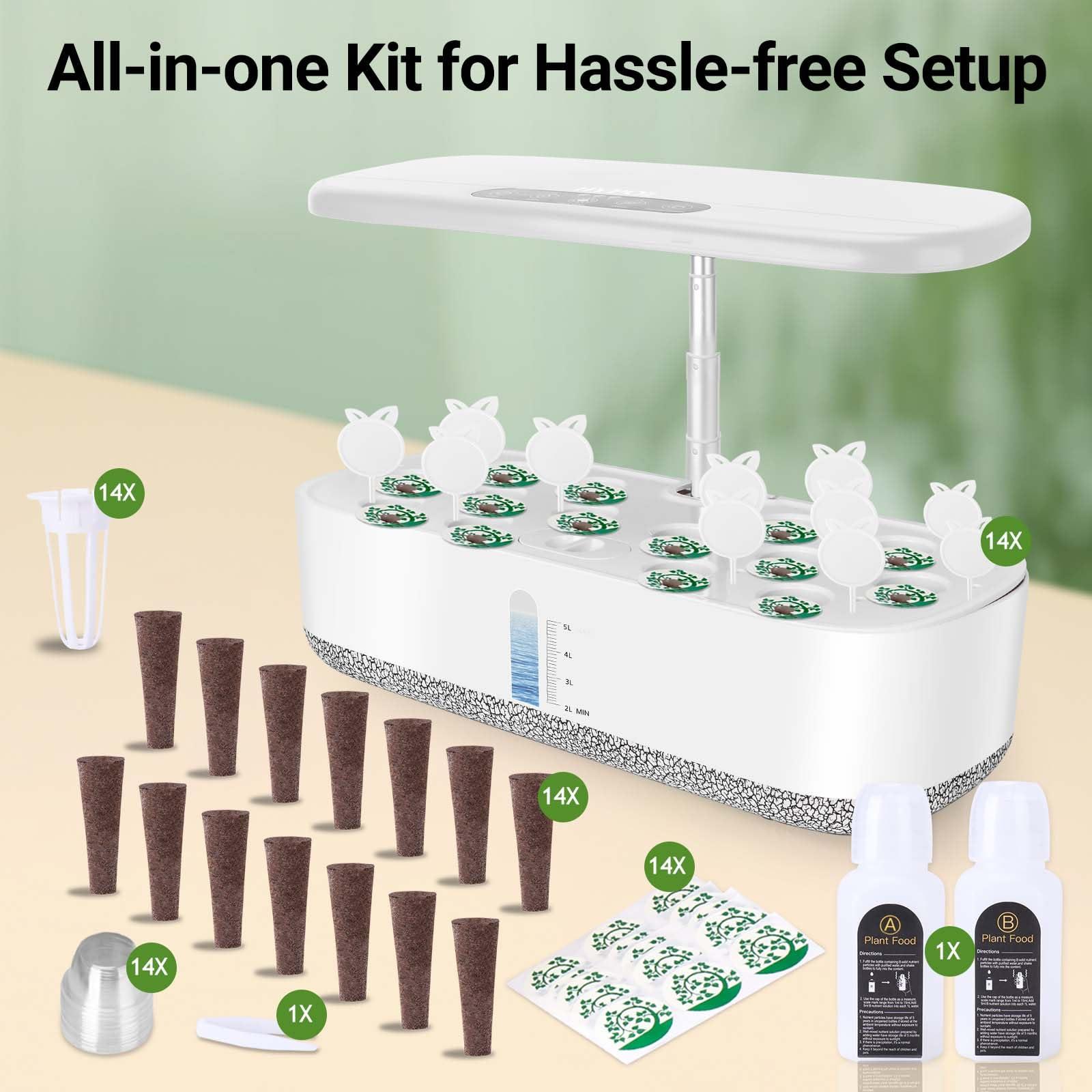 Large Hydroponics Growing System 14 Pods, Indoor Herb Garden with LED Grow Light, 5L Water Tank, Hydroponic Grow Kit with 3 Auto-Timers, Rotatable Light Panel and Child Lock for Home School Gardening - Image 7