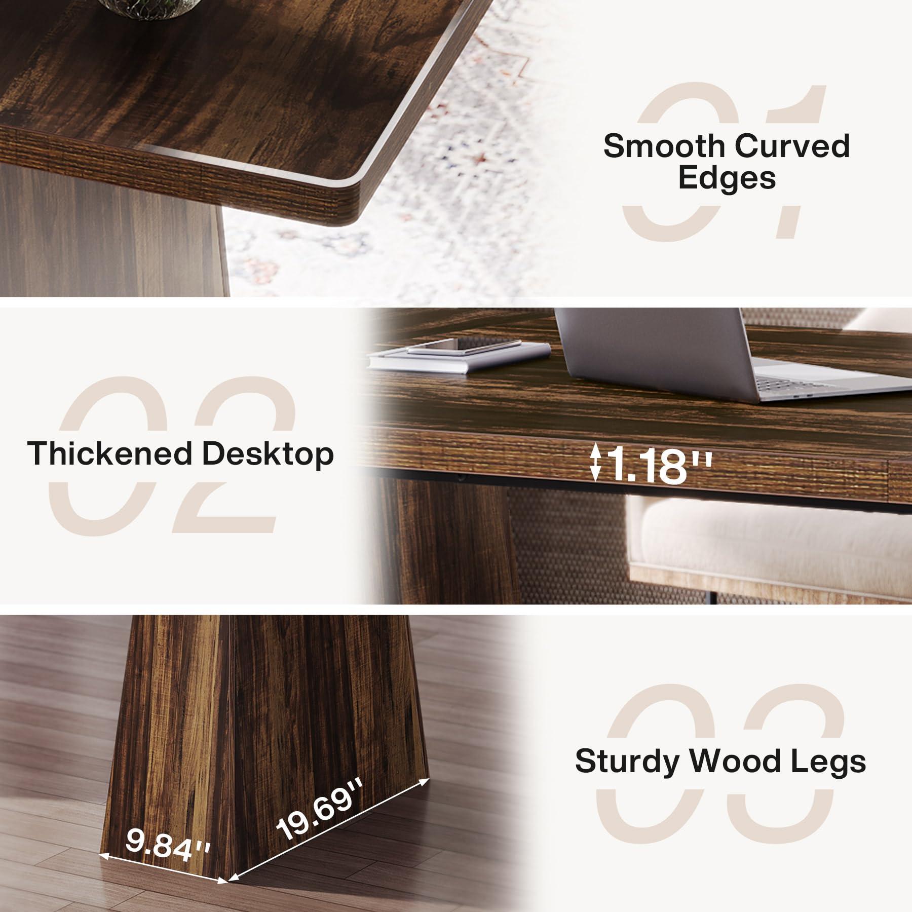Tribesigns 63-Inch Executive Desk, Large Office Computer Desk with Double Pedestal, Modern Simple Workstations Writing Table Conference Table Business Furniture for Home Office, Rustic Brown - Image 7