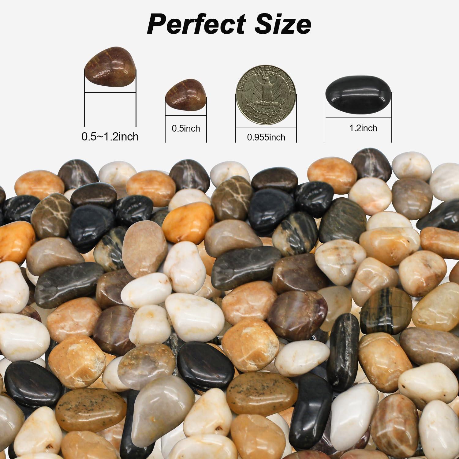 Virekm River Rocks, Decorative Ornamental Pebbles,Garden Landscaping Stones,Gravel Filler for Home Decoration Flower Bed Fish Tank Plants Vases Succulents - Image 2