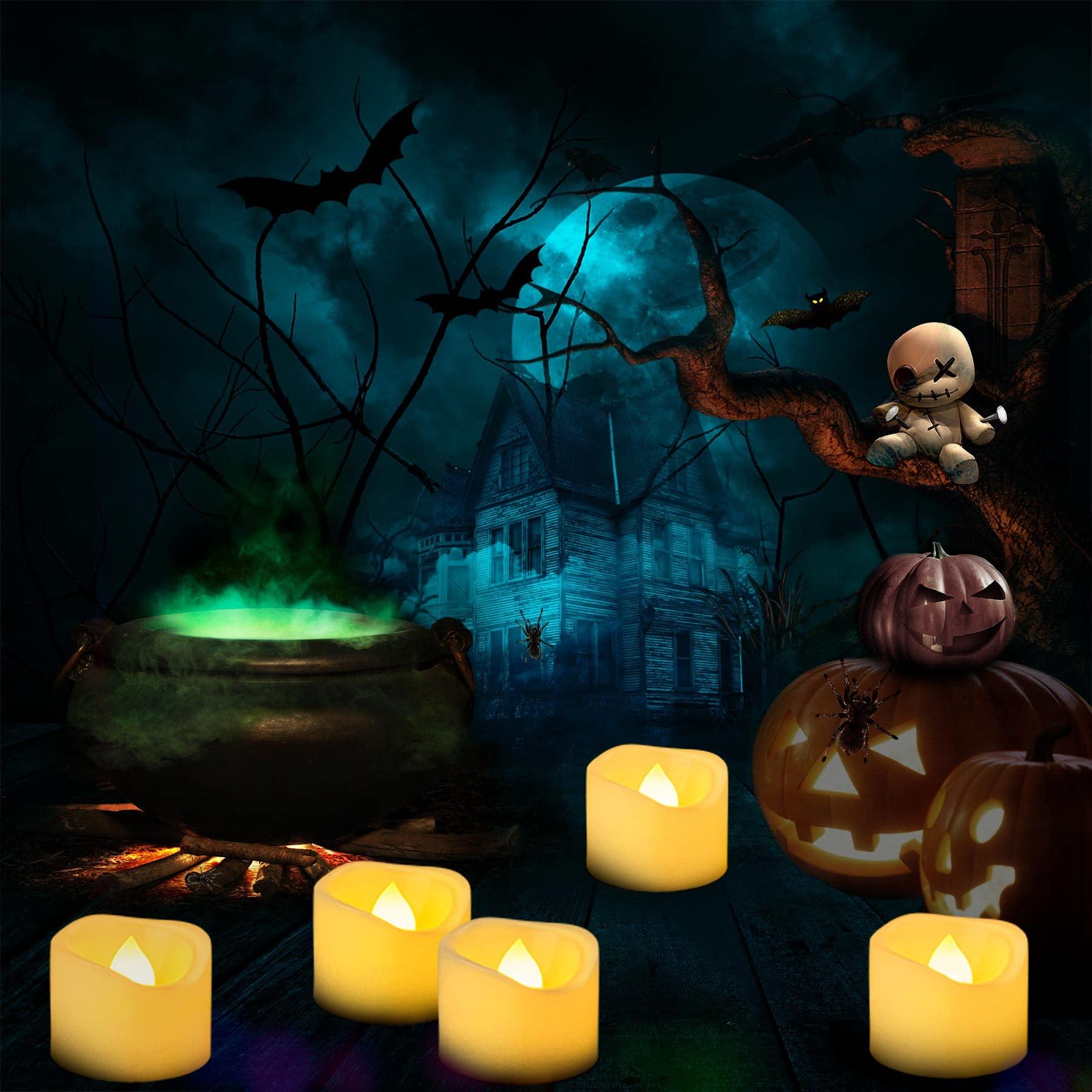 Yakpo 12 Pack 1.5" x 1.2" Flameless Tea Lights Battery Operated, Flickering LED Tealights Votive Outdoor Electric Flicker Light Fake Candles Bulk for Halloween Wedding Party Home Decorations (36) - Image 7