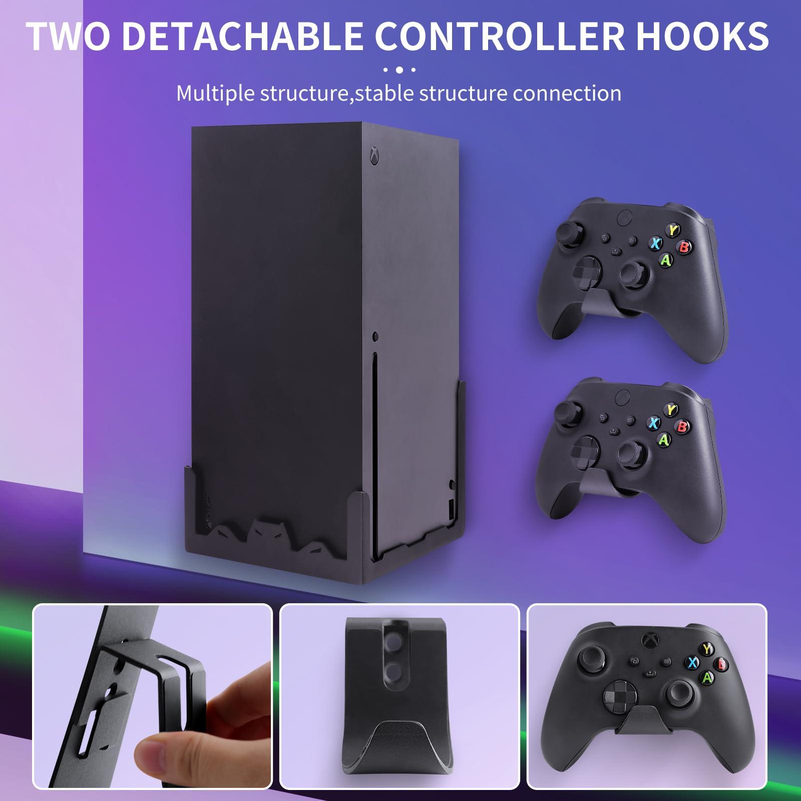 BracNova Wall Mount Kit for Xbox Series X-Steel Wall Mount Shelf Stand with Detachable Controller Holder and Headphone Hook-Safely Store Your Xbox X Console Near or Behind Your TV - Image 2
