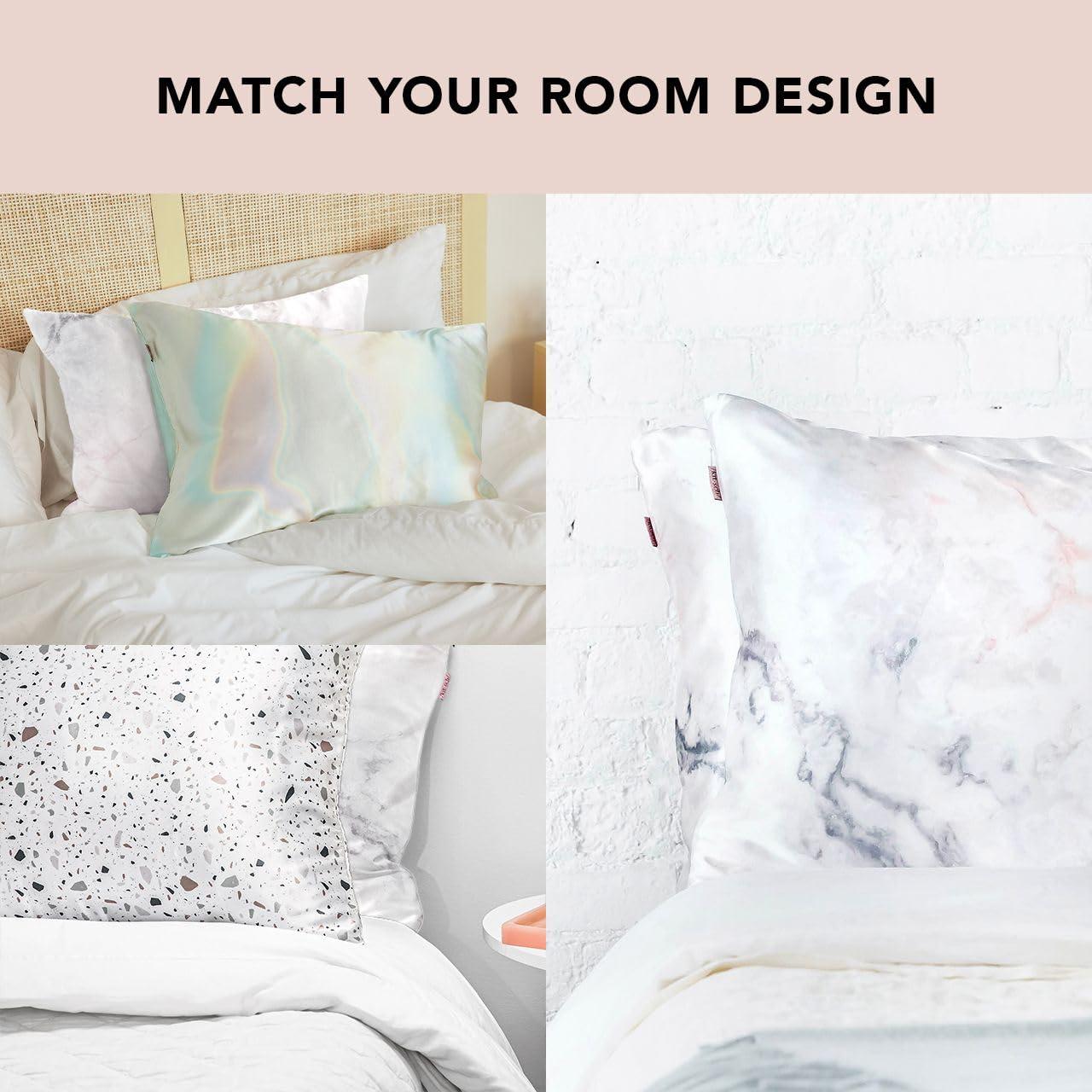 Kitsch Satin Pillowcase with Zipper for Hair & Skin, Softer Than Silk Pillow Cases Queen, Wrinkle-Free, Smooth and Cooling Satin Pillow Covers, Standard Size 19"x26", Marble - Image 5