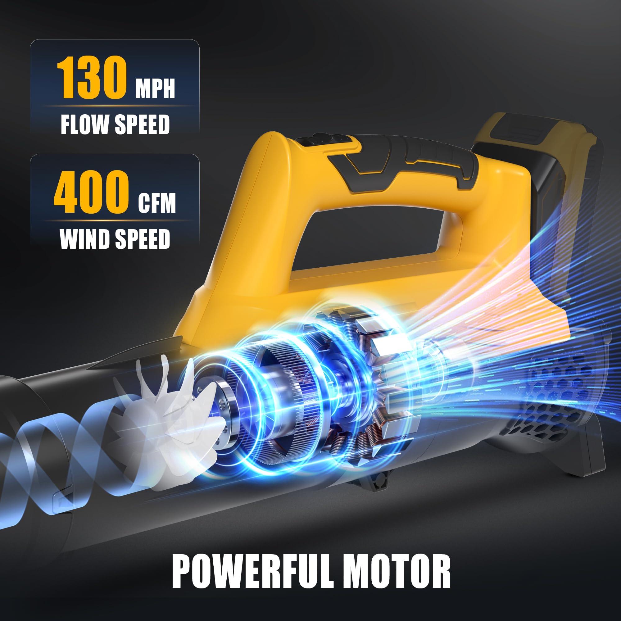 Ultra Lightweight Cordless Leaf Blower Compatible with DeWalt 20V MAX XR Battery (Tool Only) - 400 CFM/130 MPH Backyard Blowers for Deck, Patio, Driveway (Battery Not Included) - Image 3