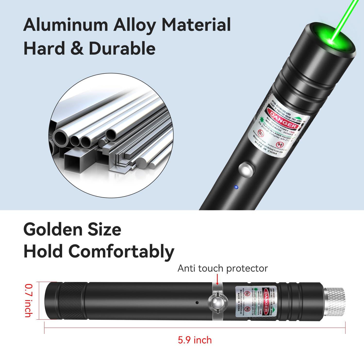 MIPREZT [Professional] Rechargeable Green Line Light Flashlight Long Distance Range for TV/LED/LCD Screens Tactical Flashlights Presentation Office/Outdoors/Astronomic/Construction [001] - Image 4