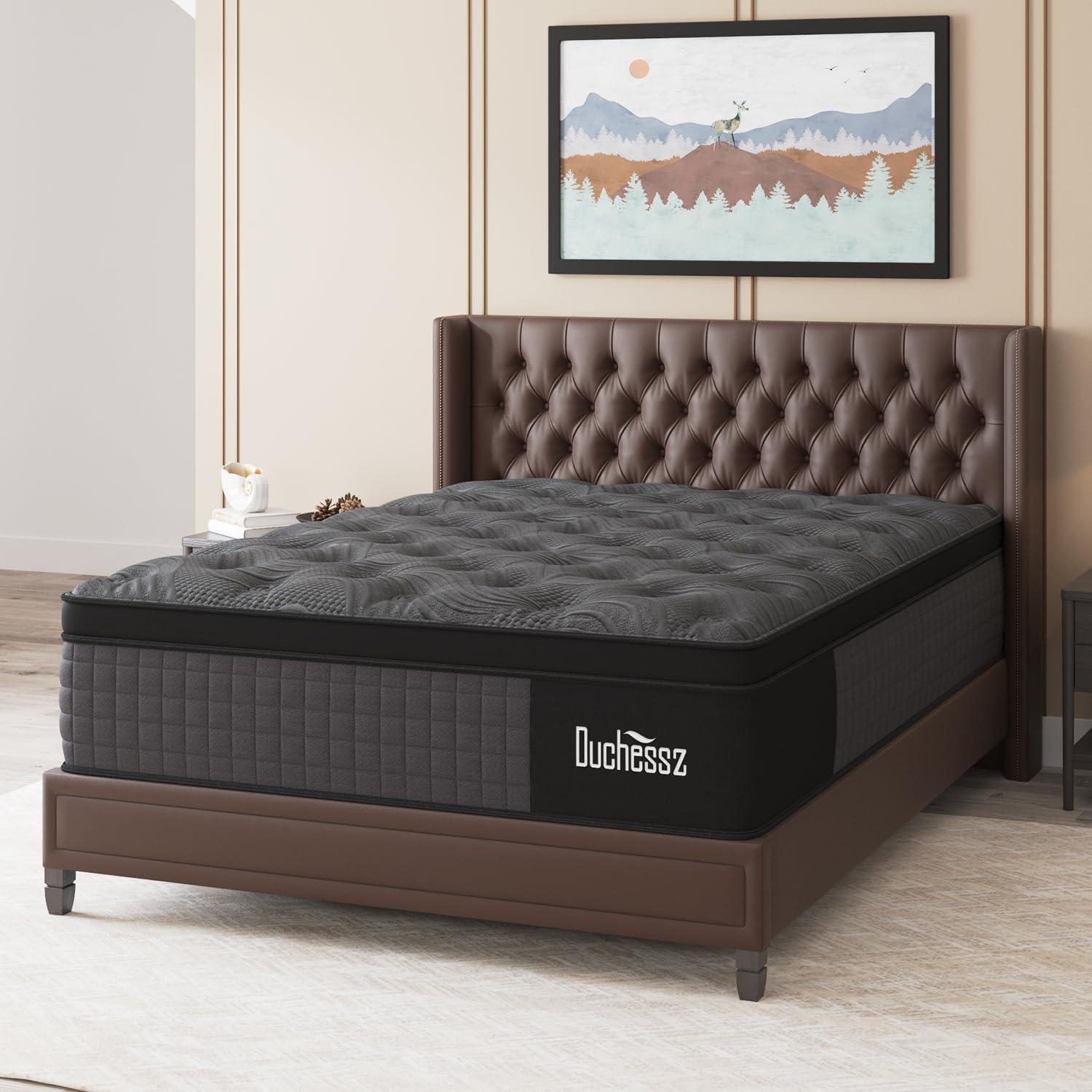 Duchessz King Mattress, 14 Inch Hybrid Mattresses Black with Gel Memory Foam and Individually Pocket Innerspring Euro Top Medium Firm for Motion Isolation, Edge Support, 100 Night Trial