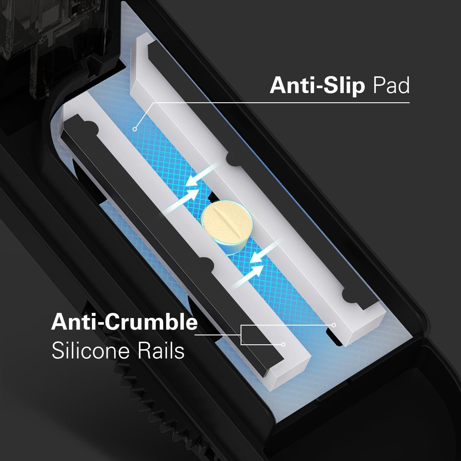 ONE PIX Pill Cutter Splitter for Small and Tiny Pills, Pill Cutter for Cutting Multiple Pills at a Time in Half, Pill Cutter for Small or Large Pills with Hidden Sharp Stainless Steel Blade, Grey - Image 4