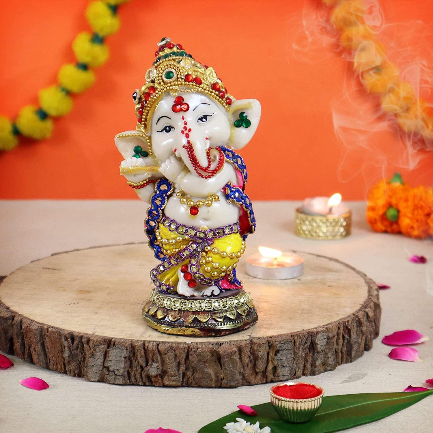 TIED RIBBONS Ganesh Statue | 5.5 inch | Ganesha Idol for Table Desktop, Indian God Idol Diwali Gifts | Ganesh Chaturhti Decoration | Indian God Idol Return Gifts | Ganesha Statues for Car Dashboard - Image 6