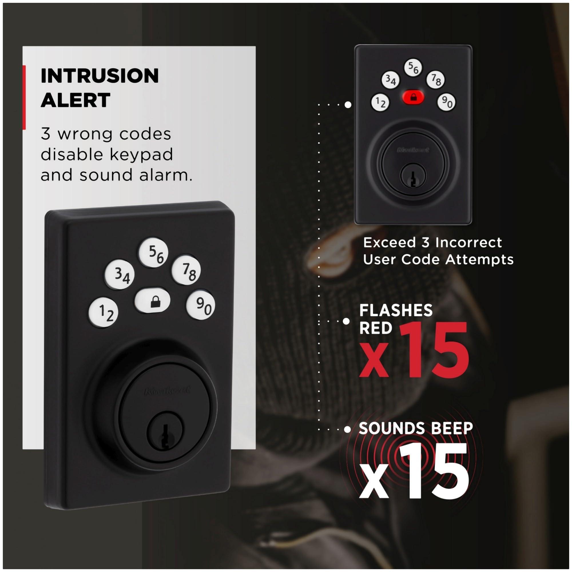 Kwikset 9240CNT-514 Contemporary Powerbolt Electronic SmartCode Deadbolt with RCAL Latch and RCS Strike Matte Black Finish - Image 5