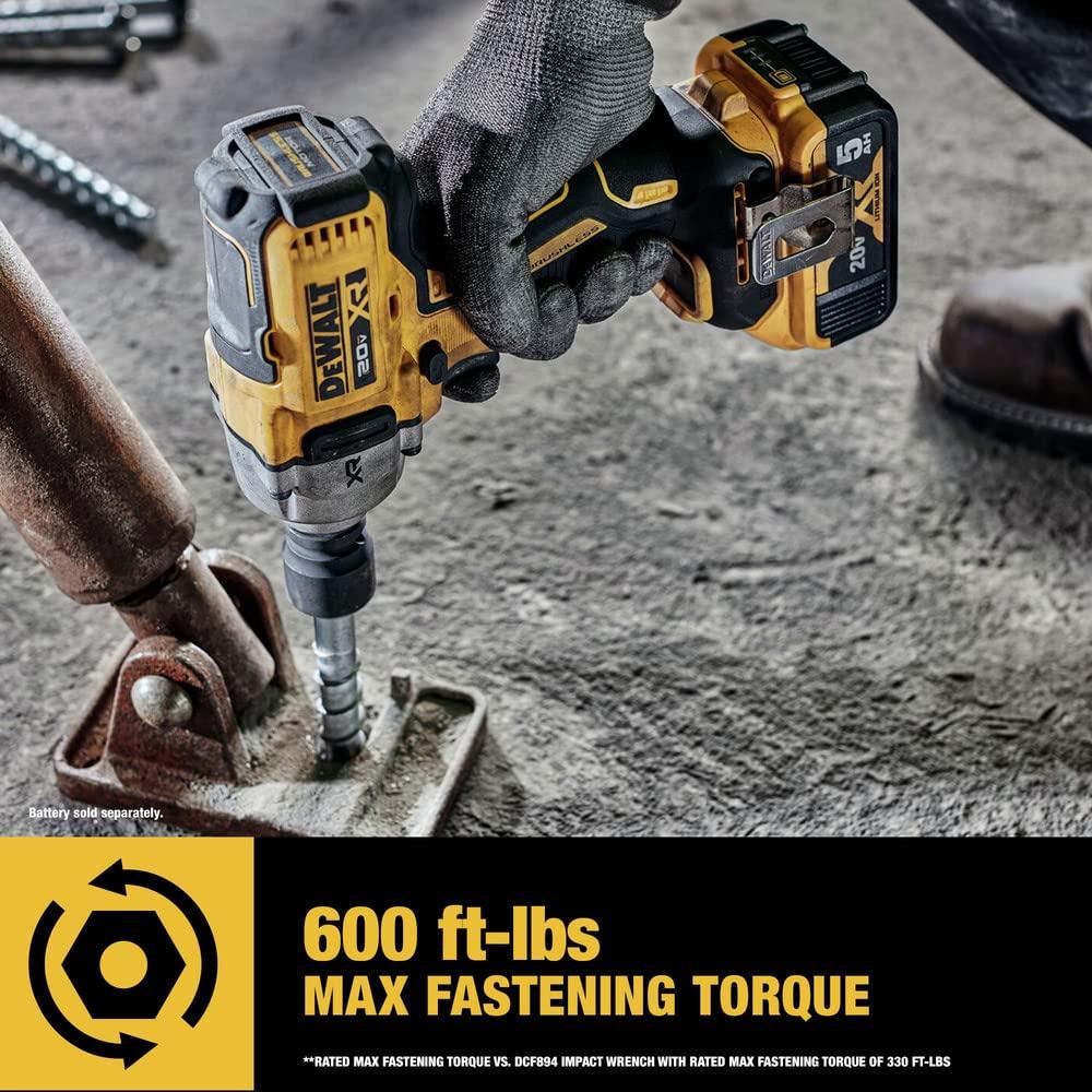 DEWALT 20V MAX Cordless Impact Wrench, 1/2' Hog Ring, Includes LED Work Light and Belt Clip, Bare Tool Only (DCF891B) - Image 6
