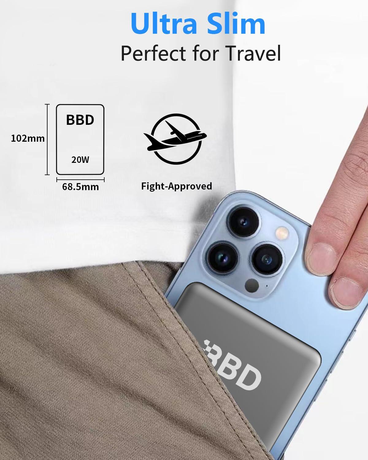 BBD Magnetic Power Bank for iPhone,12000mAh Magsafe Battery Pack with 20w Fast Charging,Slim Magsafe Power Bank USB C in&Out,Wireless Portable Charger for iPhone 16/15/14/13/12 Series 1 Pack - Image 7