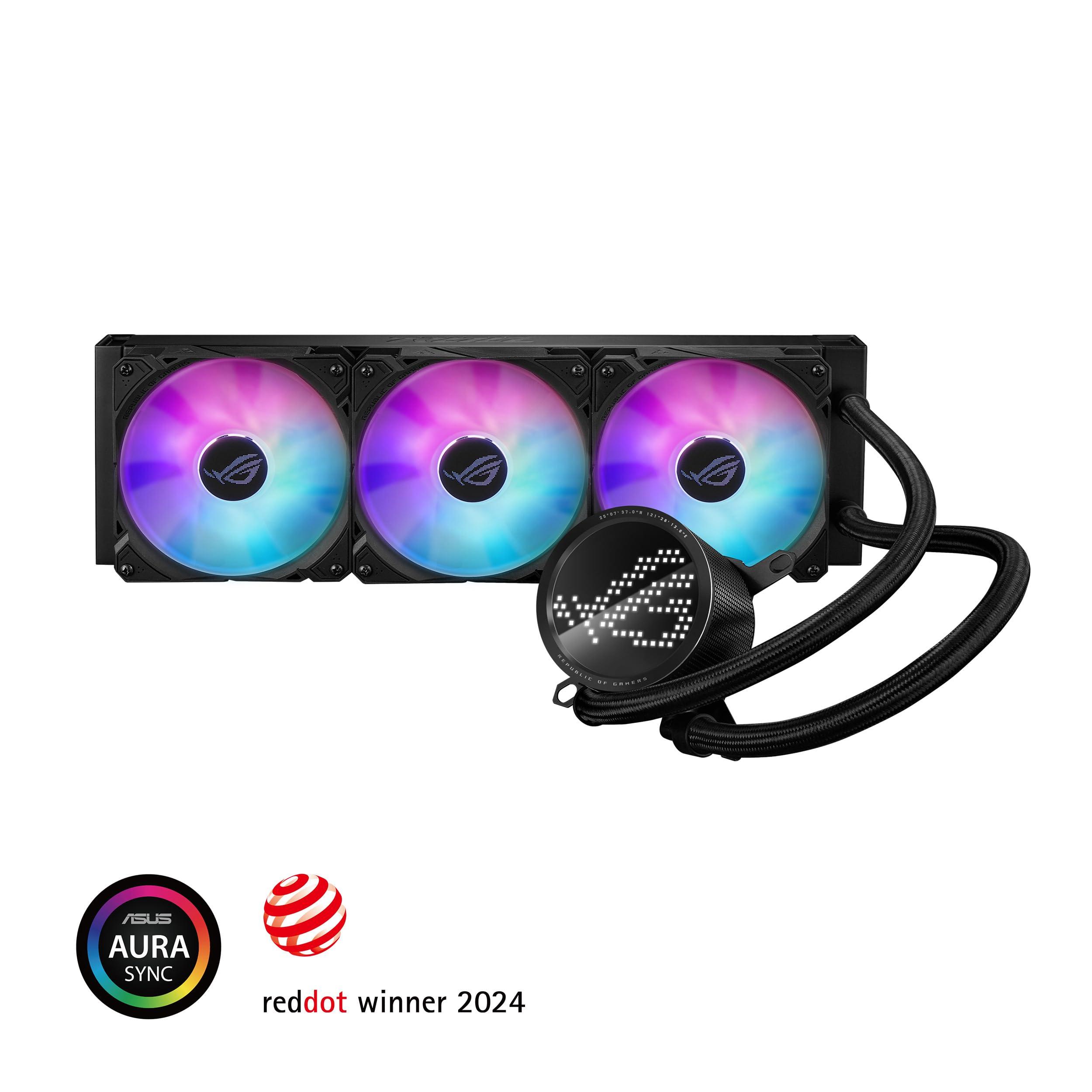ASUS ROG RYUO III 360 ARGB All-in-one AIO Liquid CPU Cooler 360mm Radiator, Asetek 8th gen Pump Solution, Anime Matrix™ LED Display and ROG AF 12S ARGB Fan. - Image 2