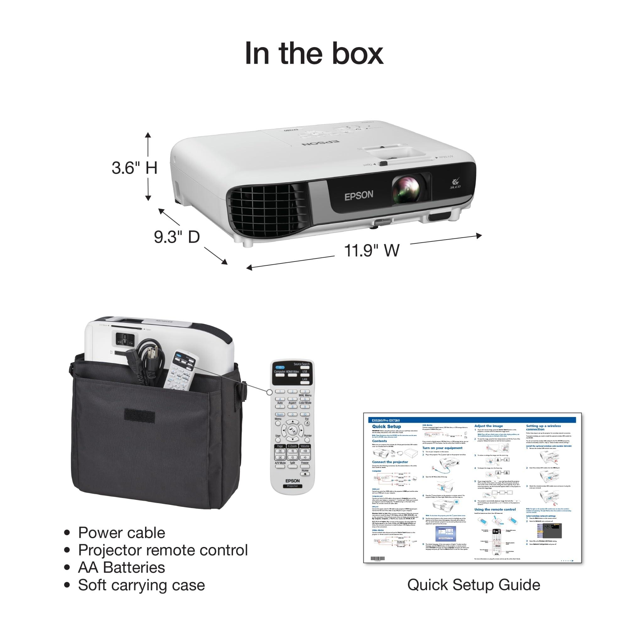 Epson Pro EX7280 3-Chip 3LCD WXGA Projector, 4,000 Lumens Color Brightness, 4,000 Lumens White Brightness, HDMI, Built-in Speaker, 16,000:1 Contrast Ratio - Image 5