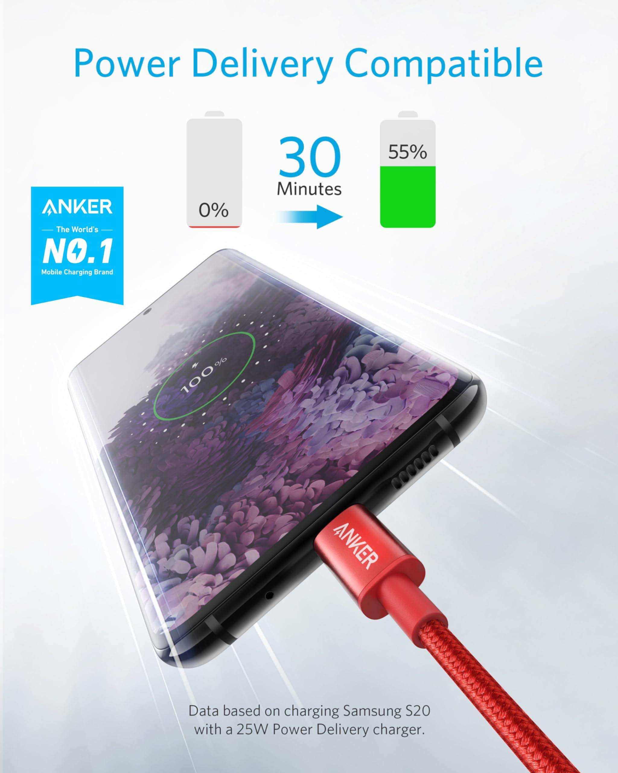Anker USB C to USB C Cable, Type-C 60W Fast Charging Cable (3.3FT, 2Pack) for iPhone 16 Series, iPad Mini 6 and More (Red) - Image 2