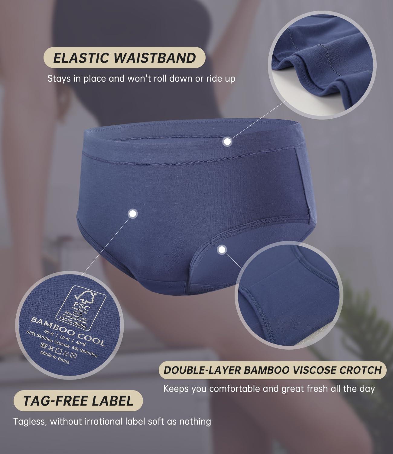 BAMBOO COOL Womens Underwear, Moisture-Wicking Briefs, Soft and Breathable Panties, Mid Waist, 5-Pack - Image 5