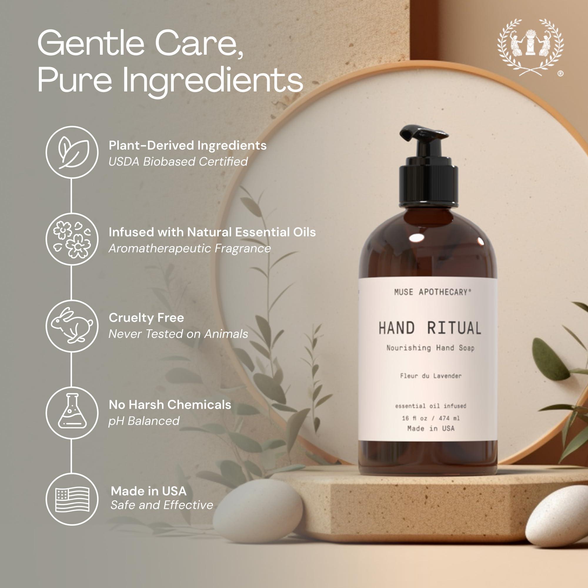 Muse Apothecary Hand Ritual - Aromatic and Nourishing Hand Soap, Infused with Natural Aromatherapy Essential Oils - USDA Certified Biobased - 16 oz, Aloe + Eucalyptus + Lavender, 3 Pack - Image 7
