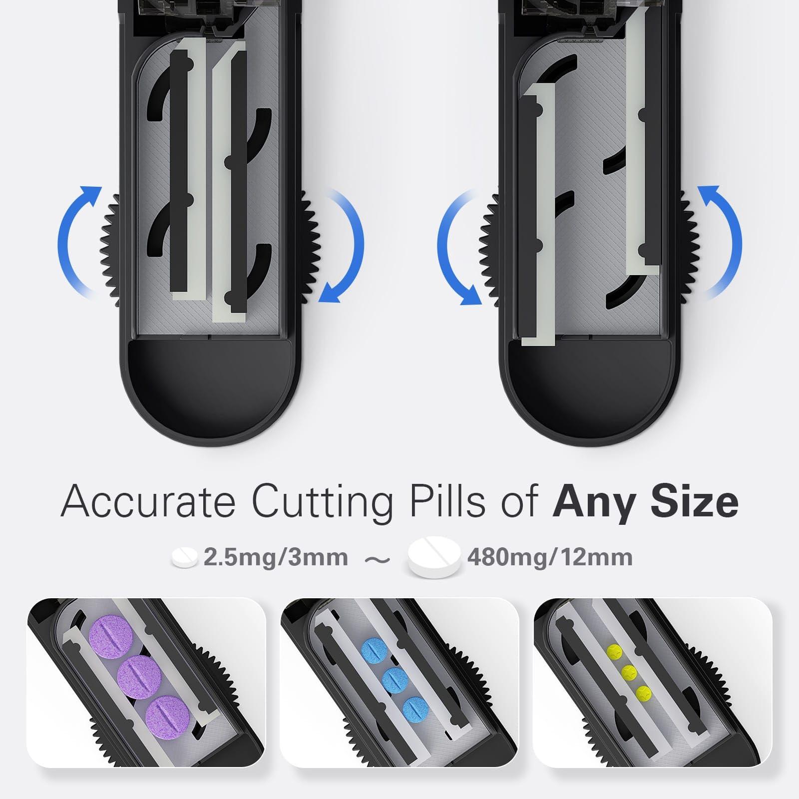 ONE PIX Pill Cutter Splitter for Small and Tiny Pills, Pill Cutter for Cutting Multiple Pills at a Time in Half, Pill Cutter for Small or Large Pills with Hidden Sharp Stainless Steel Blade, Grey - Image 3