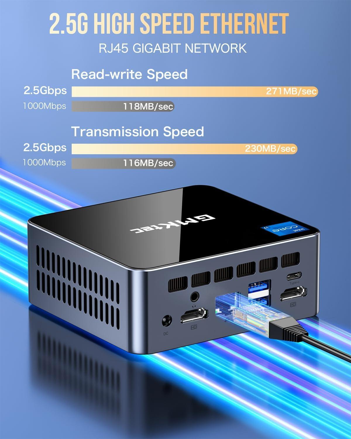 GMKtec Mini PC Intel i7-1195G7(Up to 5.0GHz) 16GB DDR4 1TB SSD, Mini Desktop Computers Dual SSD Slot, WiFi 6, USB3.2, BT 5.2, DP, HDMI, RJ45 2.5G - Image 6